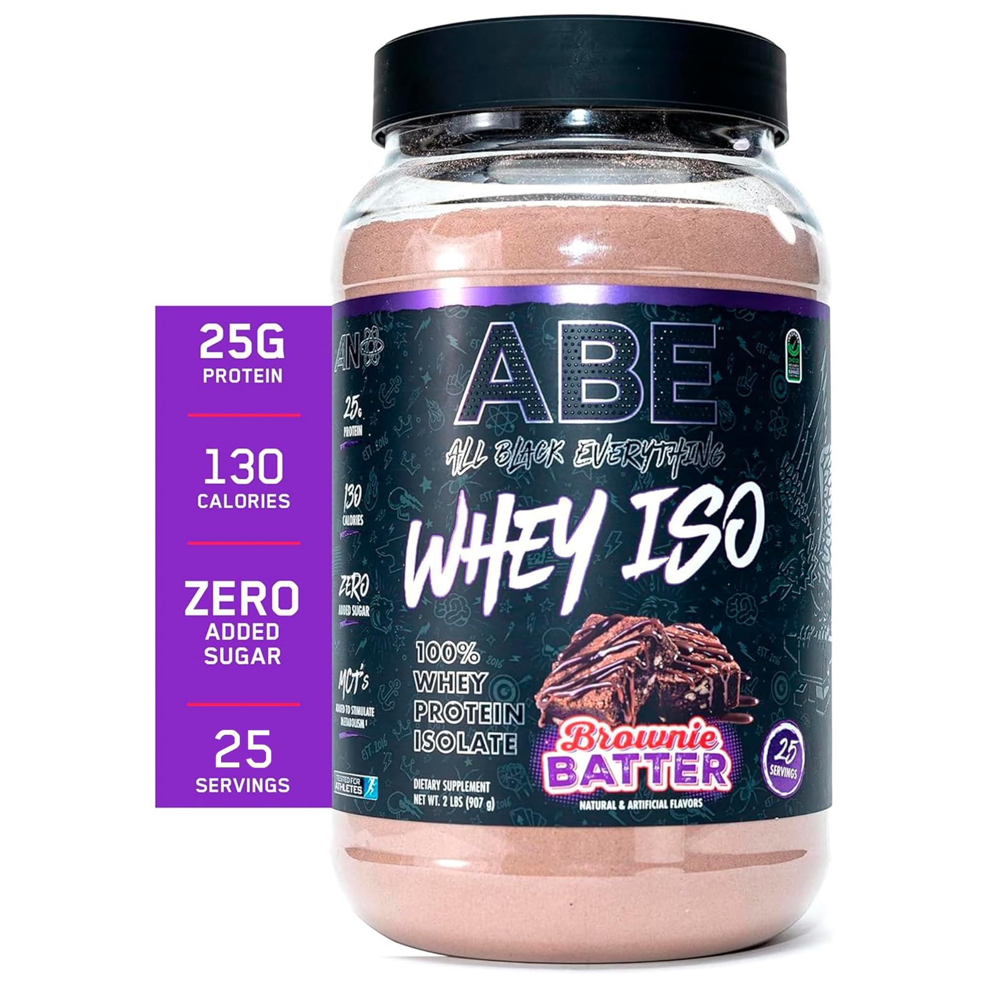 ABE all black everything All Black Everything 25g Whey Protein Powder | Brownie Batter | 20 Servings | Whey Protein Isolate | Low Carbs & Low Sugar | MCTs