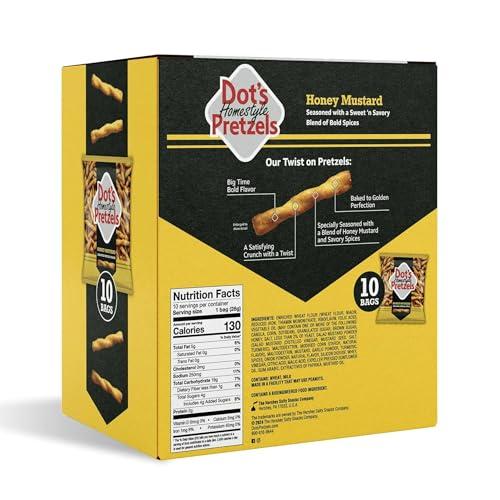 Dot\'s Homestyle Pretzels Dot\'s Pretzels Honey Mustard Seasoned Pretzel Twists, Healthy Kids Snacks, 1oz Grocery Sized Bag (10 Count)