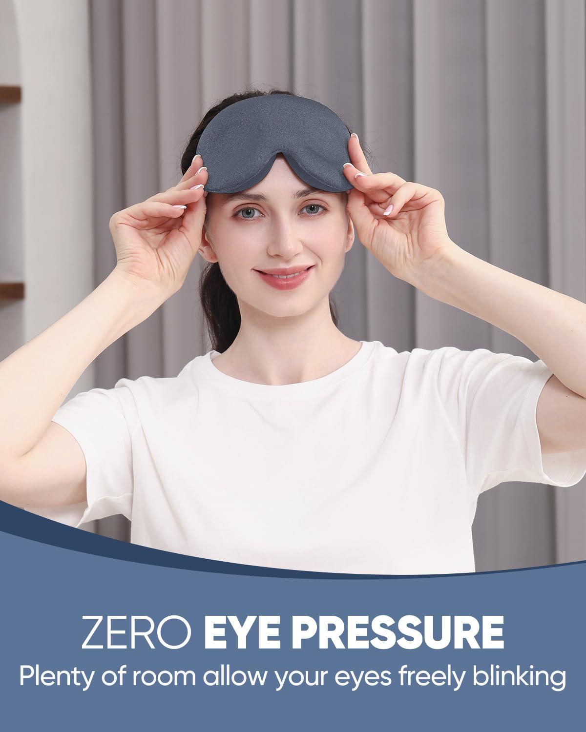MZOO MZOO Sleep Eye Mask for Side Sleeper Men Women, Zero Eye Pressure 3D Sleeping Mask, Light Blocking Patented Design Night Blindfold, Soft Eye Shade Cover for Travel, Grey