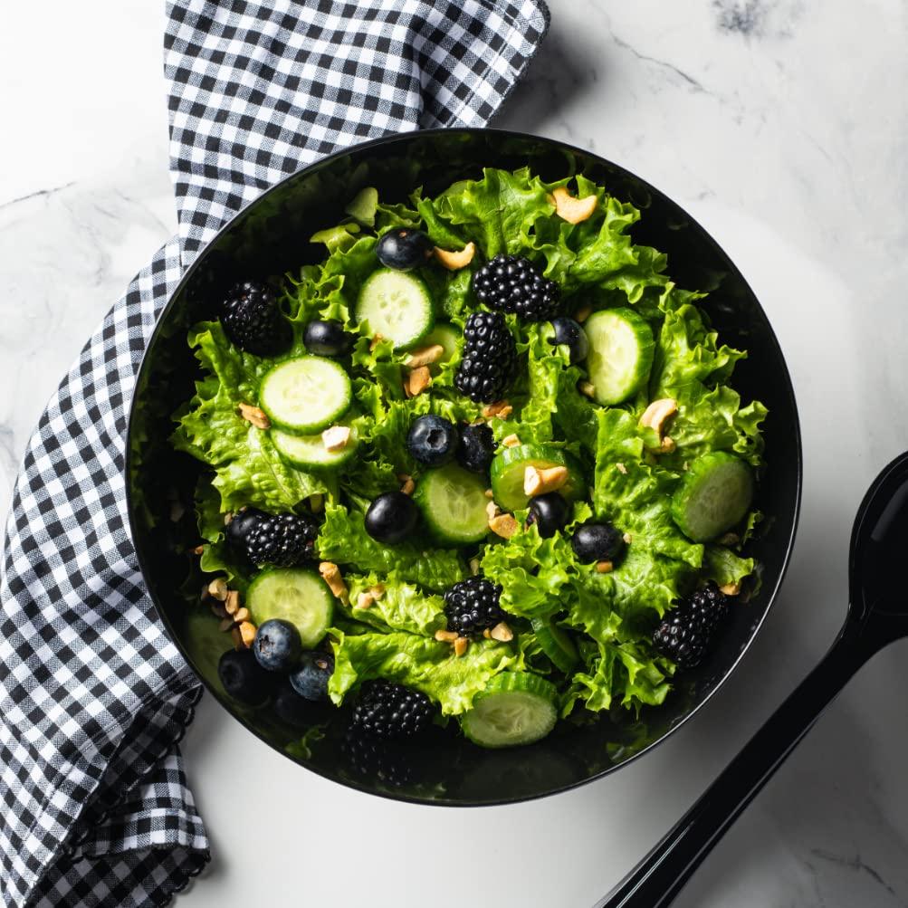 Posh Setting Posh Setting Black Serving Bowl, Round Disposable Large black plastic bowls for Snack Salad Bowls, Serving Bowls for Parties, Acrylic Party Supplies, Candy Bowl [5 Pack - 96 oz]