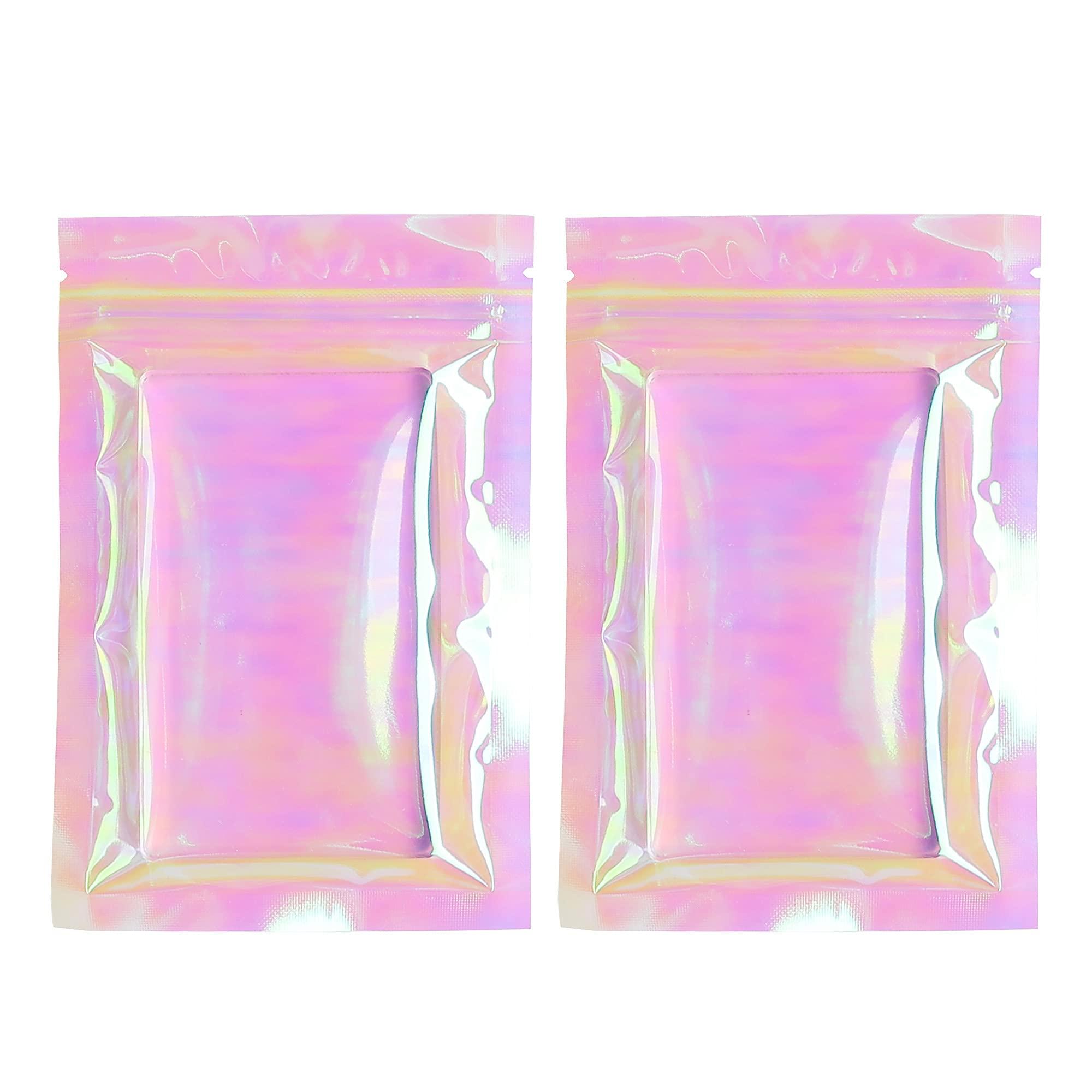 QQ Studio QQ Studio Clear Food Bags for Chocolate, Holographic Snack Bag, Double-Sided Plastic Baggies, Zipper Seal Pouch for Candy, DIY Cellophane Style Candy Kit Packaging Bag (4x6 Inch (Pack of 100 Bags))