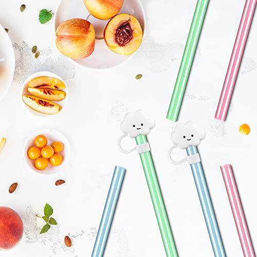 AUAUY AUAUY 6 PCS Silicone Replacement Straws for Stanley 40oz 30oz Cup, Reusable Colorful Straws Compatible with Stanley Adventure Quencher Travel Tumbler, Cup Straws with Cleaning Brush & Straw Covers