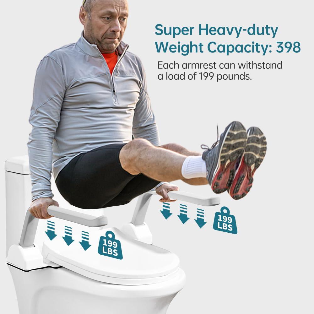 Eosprim Eosprim Toilet Safety Rails for Seniors, Toilet Safety Frame with Handles for Elderly and Handicap Disabled, Toilet Grab Bars Lift Assist Devices for Bathroom, Toilet Safety Rails (White)