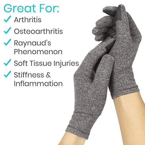 Vive Vive Compression Arthritis Gloves - Comfortable Fit for Men and Women - Full Finger Support for Rheumatoid, Osteoarthritis, Hand Pain, Arthritic Joint Symptom Relief - FSA/HSA Eligible