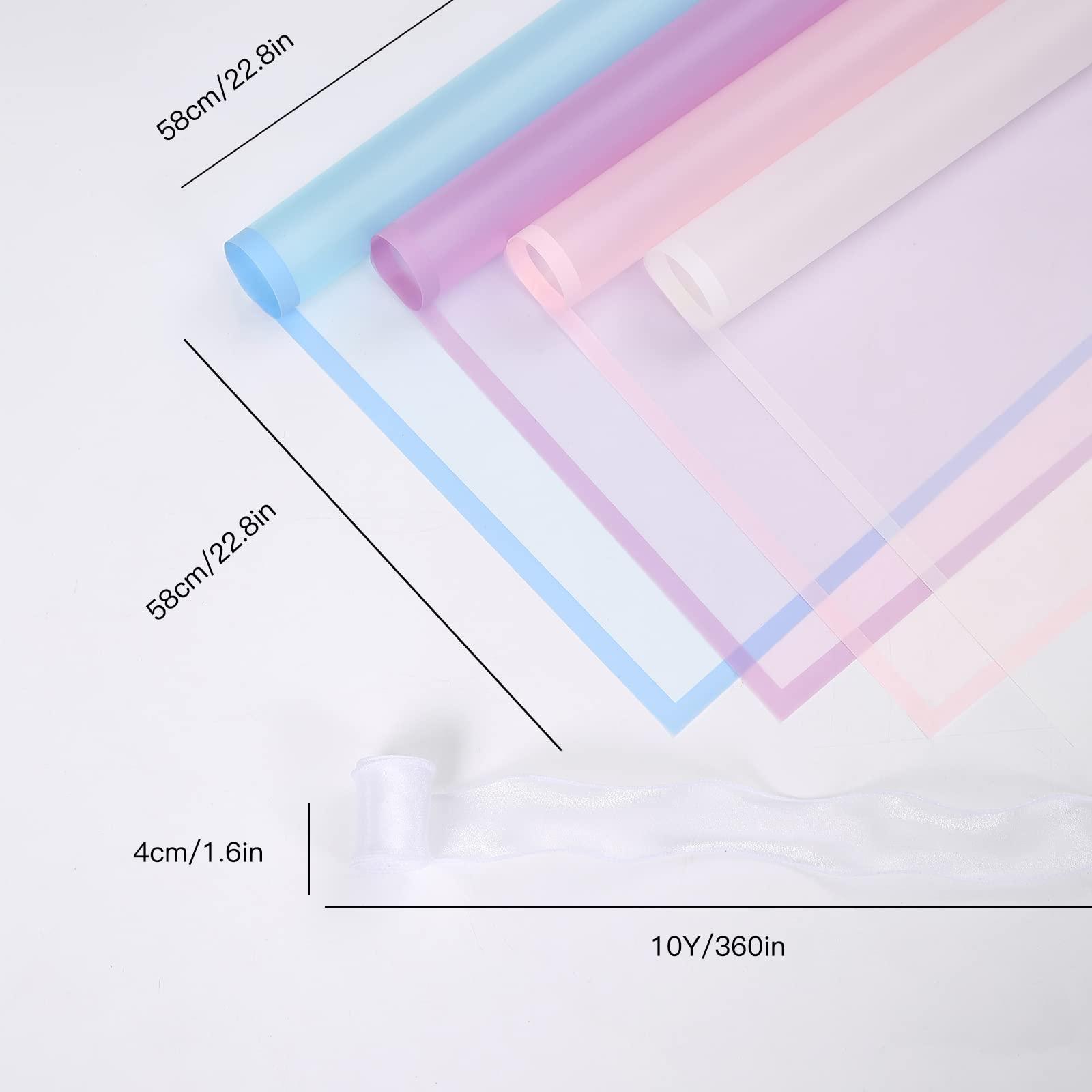 HYSSINOWRAP HYSSINOWRAP 40 sheets 4 colors .flower wrapping paper Flower packaging bouquet wrappingpaper.including ribbon, 22.8 * 22.8 inches (LIGHT MIX)