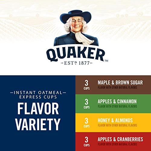 Quaker Quaker Instant Oatmeal Express Cups, 4 Flavor Variety Pack, 1.76 Ounce (Pack of 12)