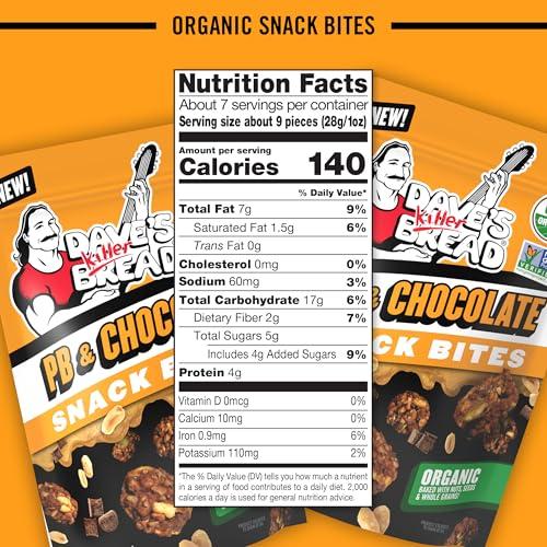 Dave\'s Killer Bread Dave\'s Killer Bread PB & Chocolate Organic Snack Bites, Organic Snacks, 7.2 oz