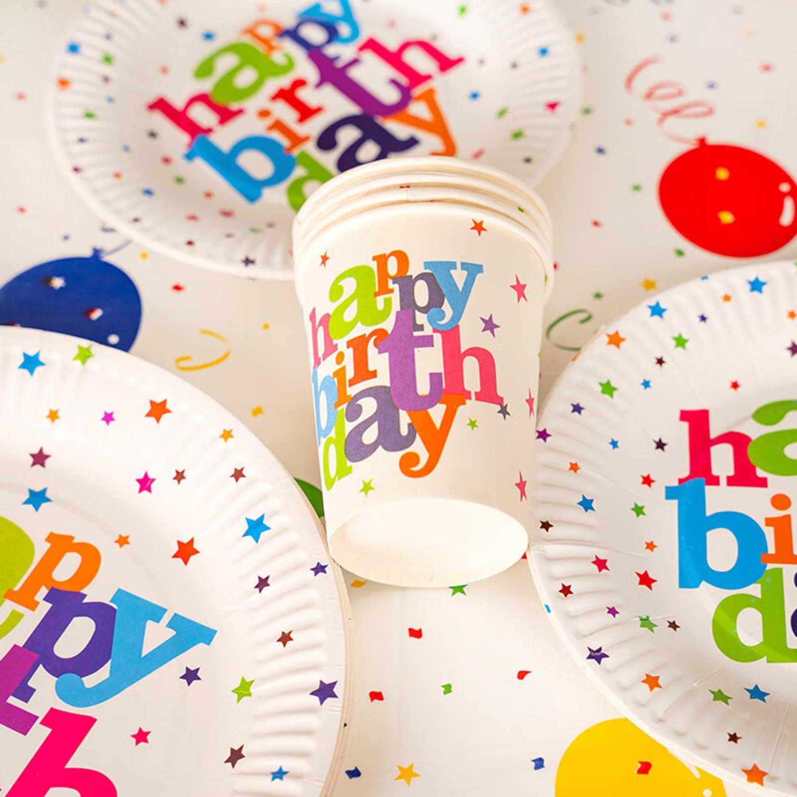 Miskyn Miskyn Birthday Gathering Party Disposable Paper Tray Paper Cup Colorful Balloon Pattern Tablecloth Camping Picnic Set
