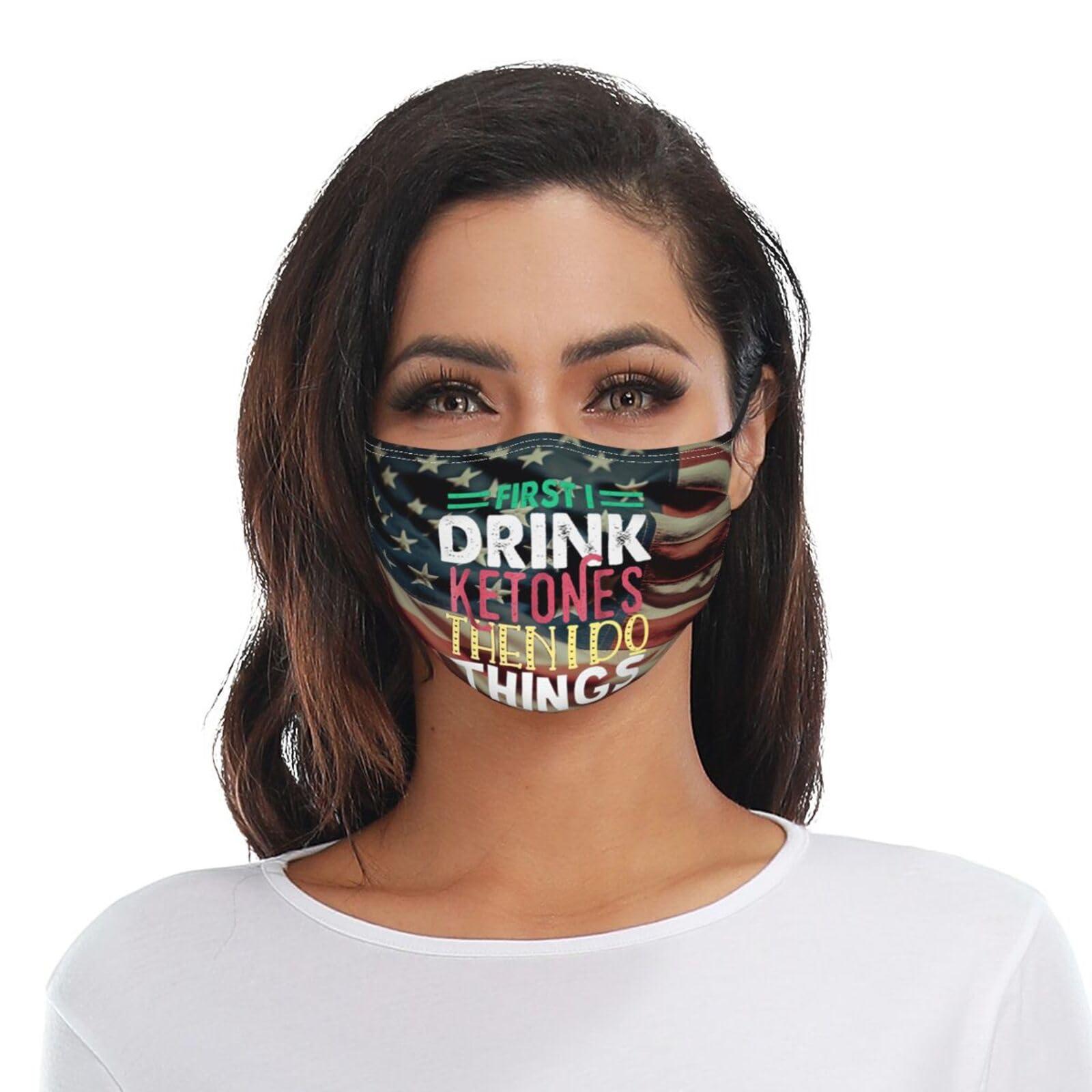 VUQUIS VUQUIS First I Drink Ketones Then I Do Things Face Mask Reusable Adjustable Balaclava Dust Washable for Adult