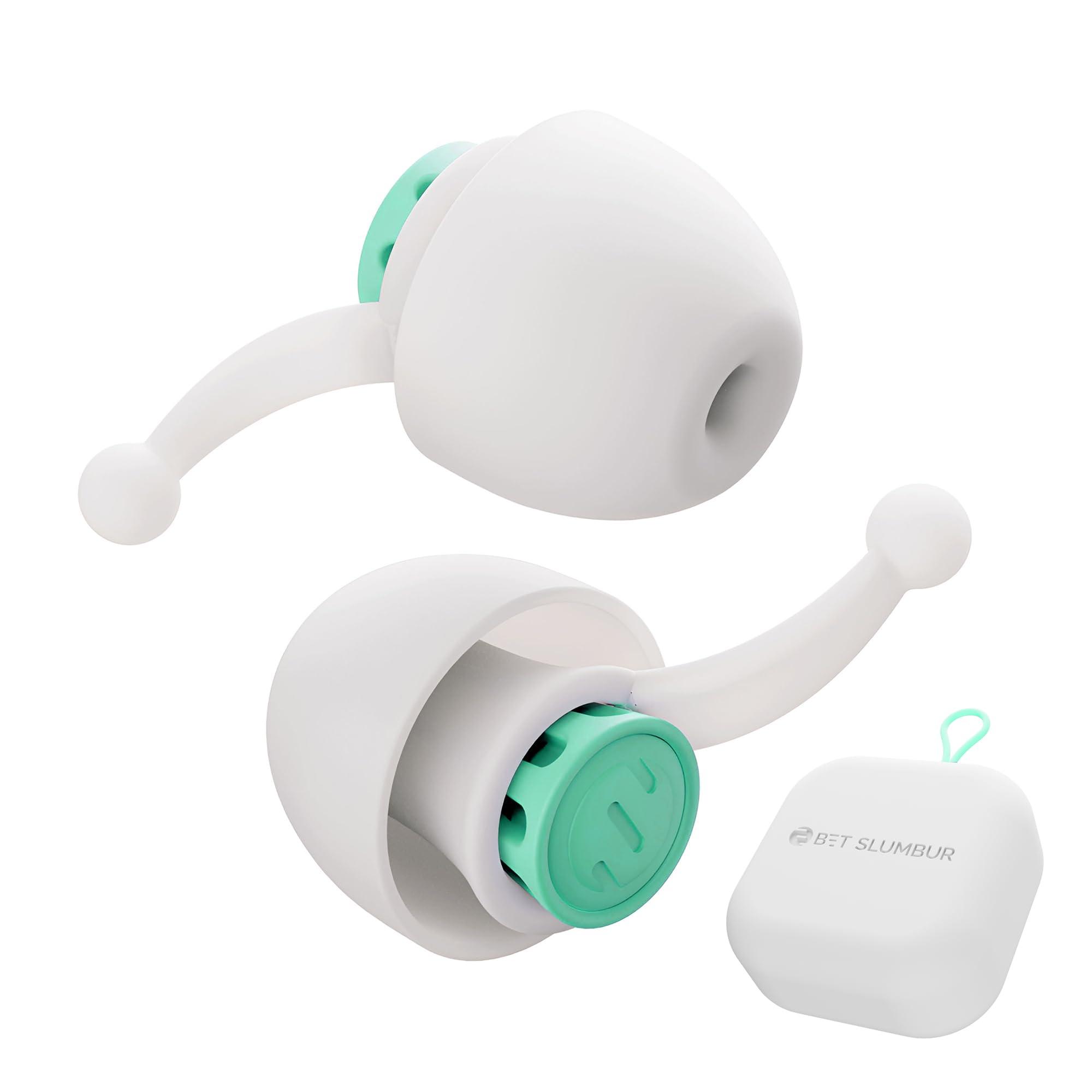 BET SLUMBUR Sleep Ear Plugs Noise Reduction - 28 dB Ear Plugs for Sleeping Noise Cancelling (NRR 16), Enjoy, 4 Size Soft Ear tips S/M/L/XL, 15s Ear Pressure Balance, Airplane Travel, Peyto Green