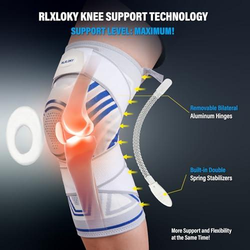 RLXLOKY RLXLOKY Knee Braces for Knee Pain, Men &women, 2 Pack knee braces set, Knee Brace Compression Sleeves, Knee Support for Running, Basketball, Volleyball, Football(L)