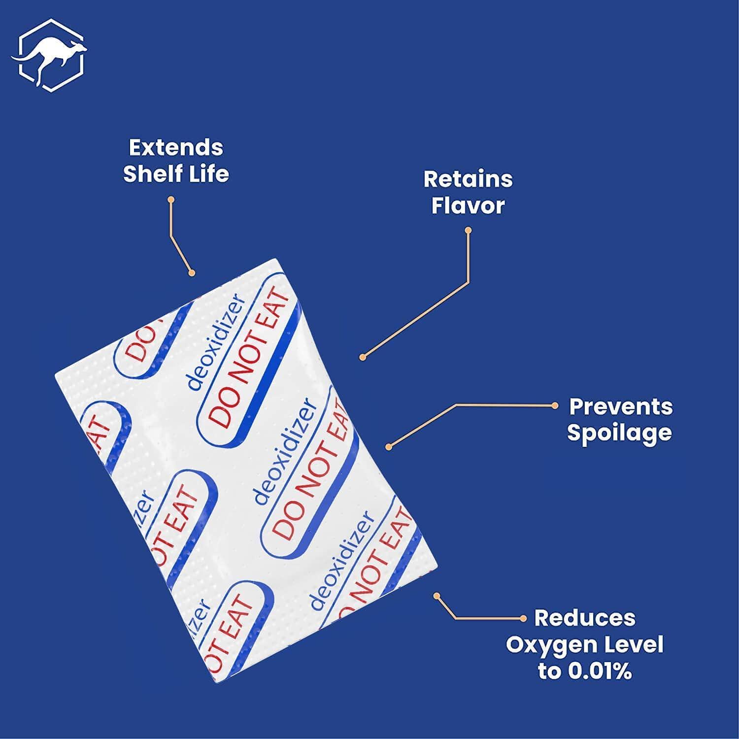 Wallaby 75x Wallaby 1-Gallon Mylar Bag Bundle - (5 Mil - 10\" x 14\") Mylar Bags with Wallaby 500cc Oxygen Absorbers - 100 Count (10x Packs of 10)