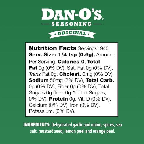 Dan-O's Dan-O\'s Original Seasoning - Great on Chicken, Meats, Veggies - All-Purpose, All-natural, Sugar Free, Zero Calorie, Savory Seasoning for Cooking Anything, marinade, rub, dips - Large bottle (20oz)