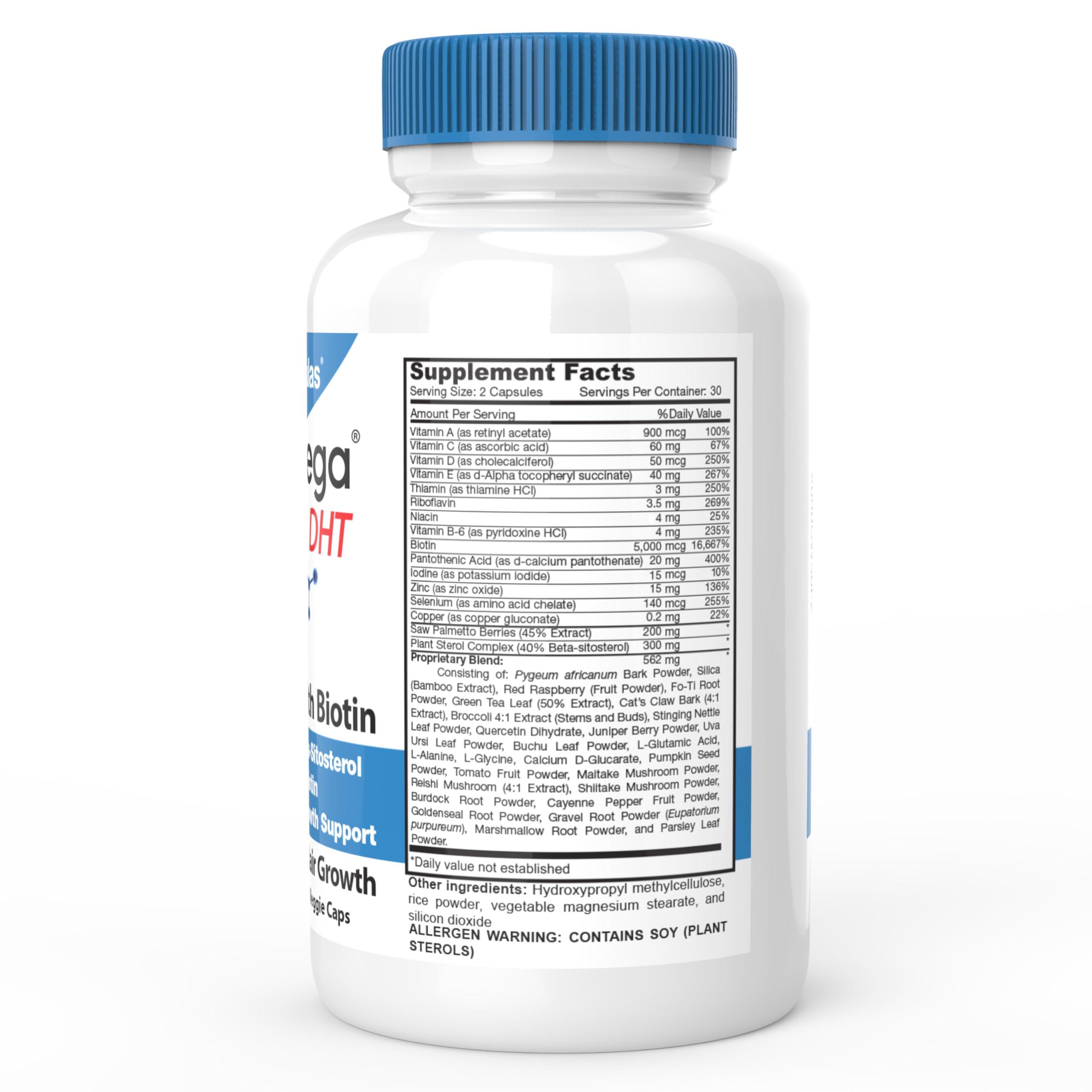 DrFormulas DrFormulas HairOmega DHT Blocker Biotin 5000 mcg Vitamins for Hair Growth Supplement | Hair Loss Pills for Women and Men, 30 Day Supply