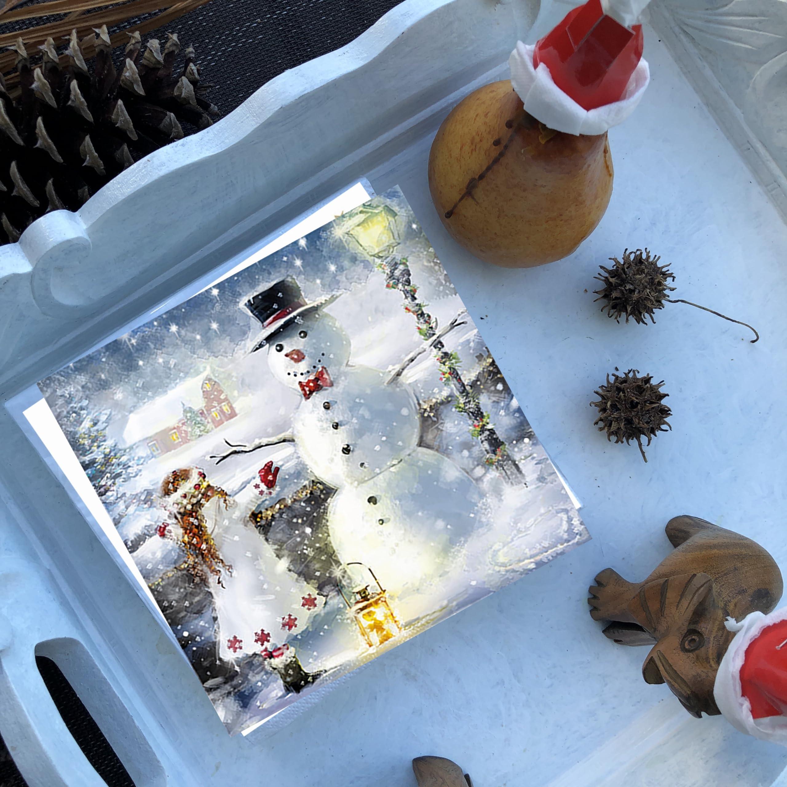 Generic 20-ct 13x13 Christmas Napkins for Decoupage Snowman Napkins Christmas Paper Napkins Christmas Napkins Paper Beautiful Winter Napkins Christmas Cocktail Napkins for Kids Embrace Cute Girl Napkins