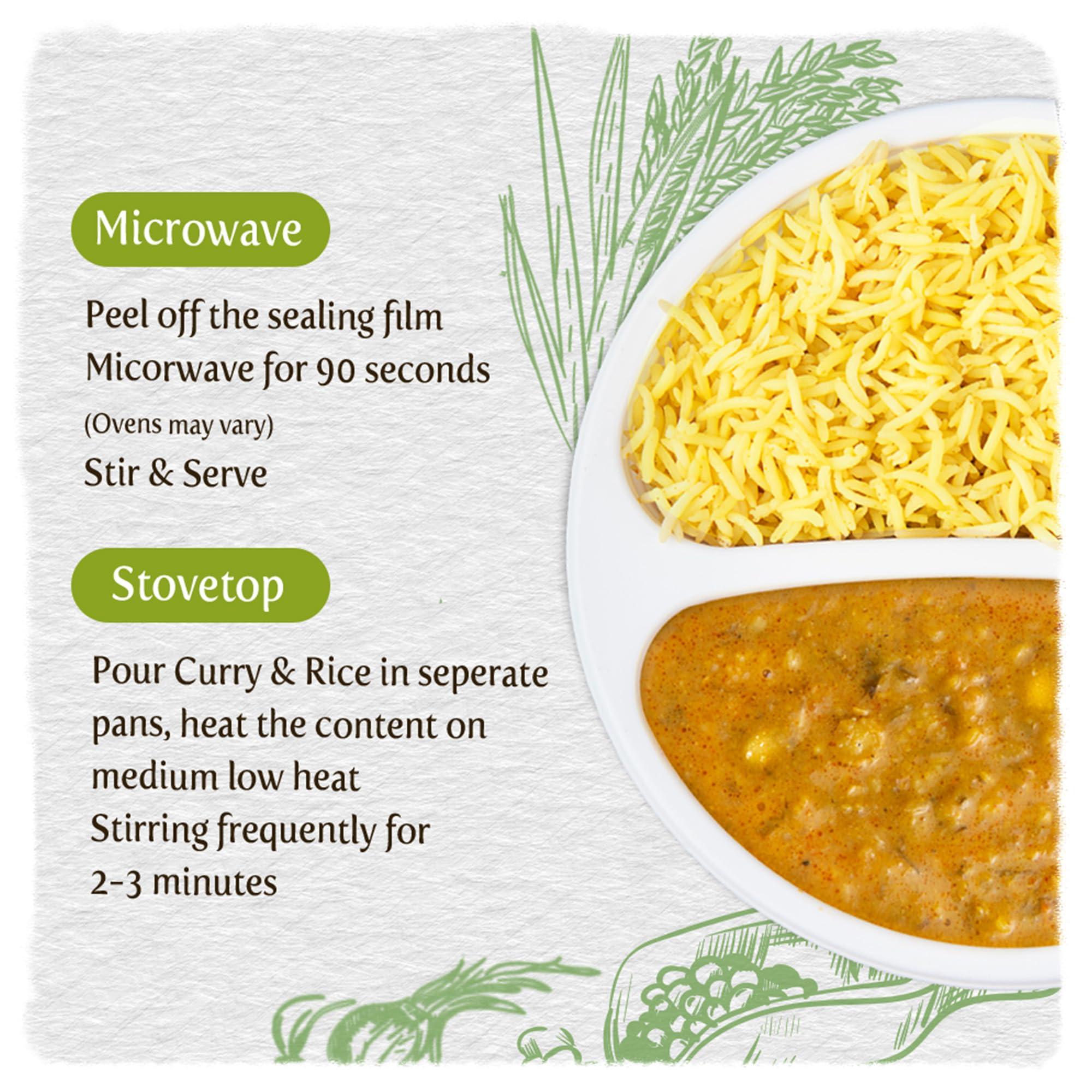 Food Earth Food Earth Ready to Eat Indian Cuisine - Five Lentil Curry with Turmeric Rice - Microwavable, Pre-packaged & Lunchable- Organic, Vegan, Gluten-Free, GMO-Free, Plant-Based - 10.58 oz each - Pack of 6