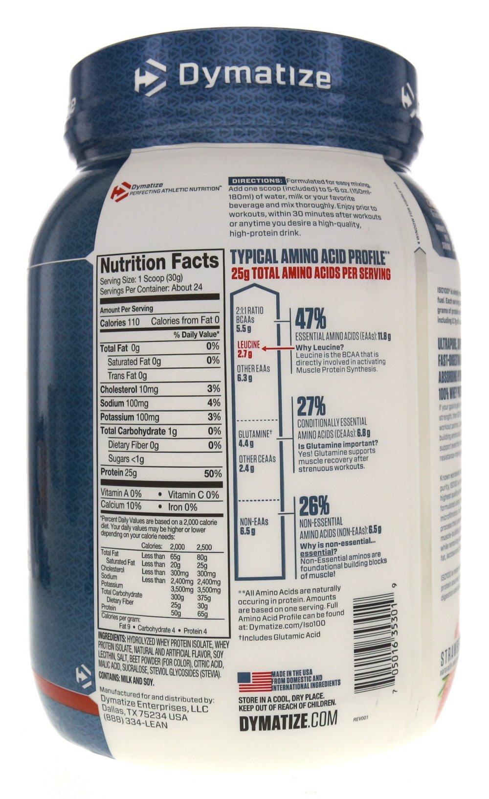 Dymatize Dymatize ISO 100 Whey Protein Powder with Hydrolyzed Whey Isolate, Strawberry, 25.6 Ounce