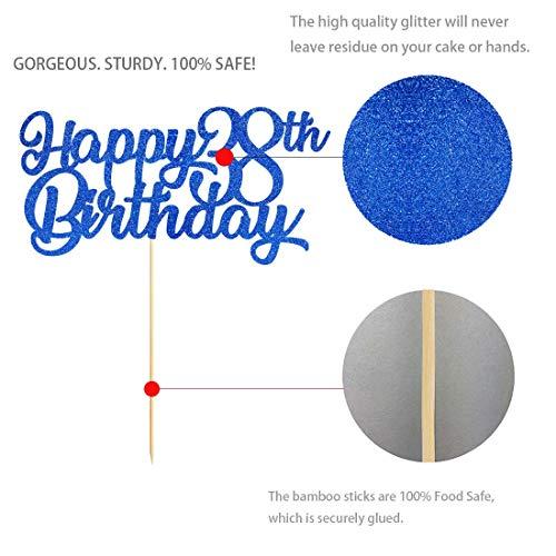 MAGJUCHE Blue Happy 38th Birthday Cake Topper, Royal Blue Glitter Cheers To 38 Years Party Cake Decorations, Supply
