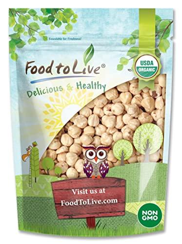 Food to Live Organic Raw Blanched Hazelnuts, 8 Ounces – Non-GMO Filberts, No Skin, Unsalted, Unroasted, Vegan, Bulk Nuts. Good Source of Protein. Great for Desserts and Making Nut Butter
