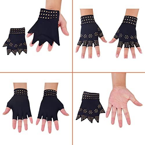 I3C Compression Arthritis Gloves - Magnetic Anti-Arthritis Fingerless Health Therapy Gloves Copper Infused Arthritis Gloves, Compression Therapy, Increases Blood Flow for Women and Men(1 Pair)