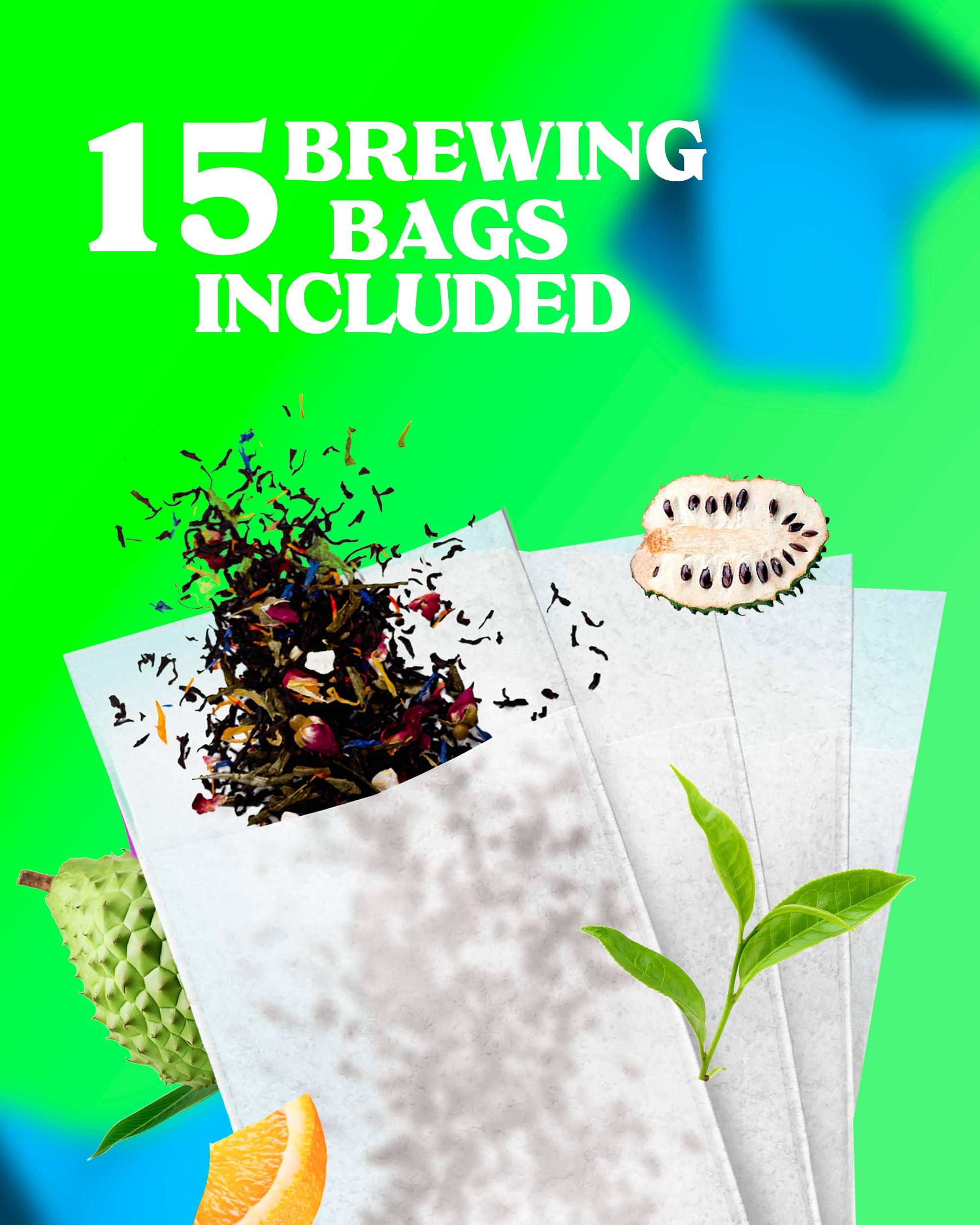 LOVARE LOVARE Bahamian Soursop Loose Leaf Tea 80 g - Made in Ukraine Green Tea, Soursop, and Orange Blossom - Gift Box with 15 Paper Filters Easy to Brew Tea Blend