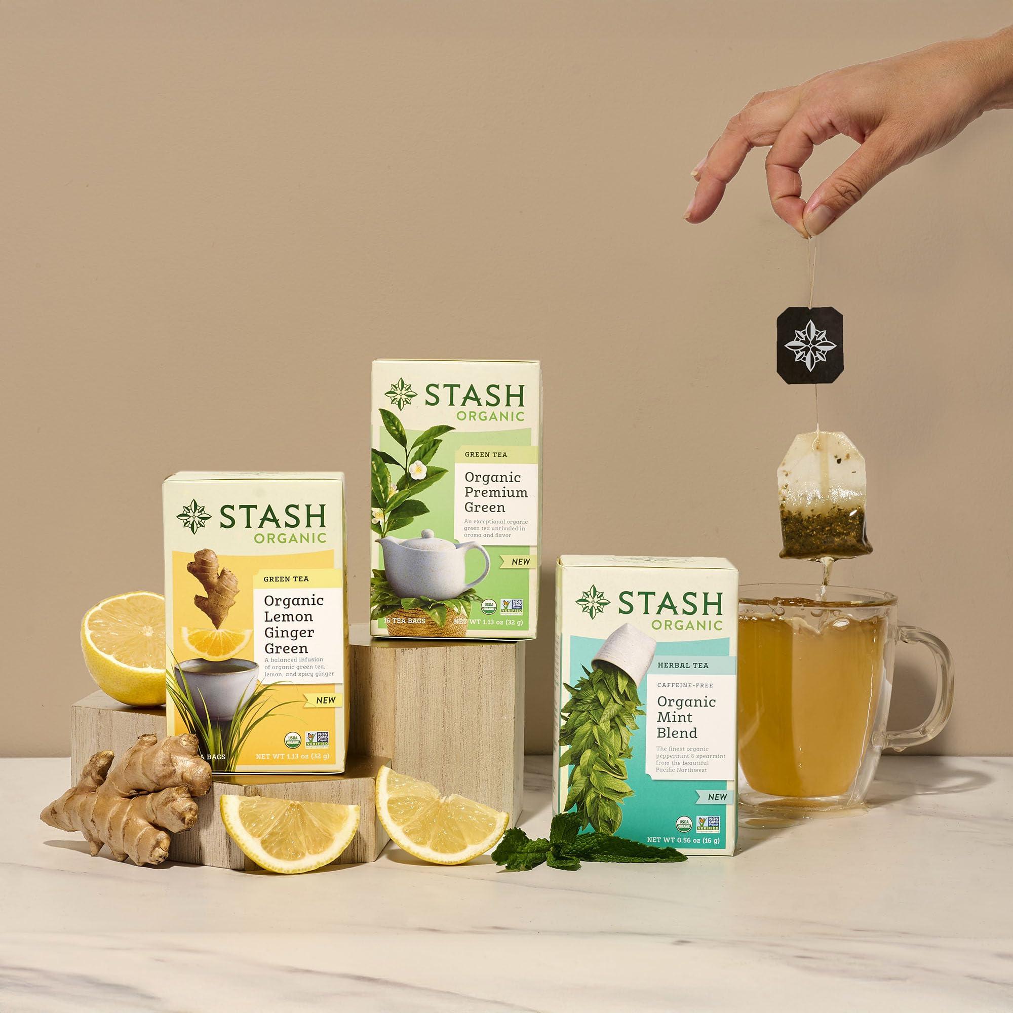 Stash Stash Tea Organic Premium Green Tea, Caffeinated, Non-GMO Project Verified, Serve Hot or Iced, 96 Tea Bags, 16 count (6 pack)