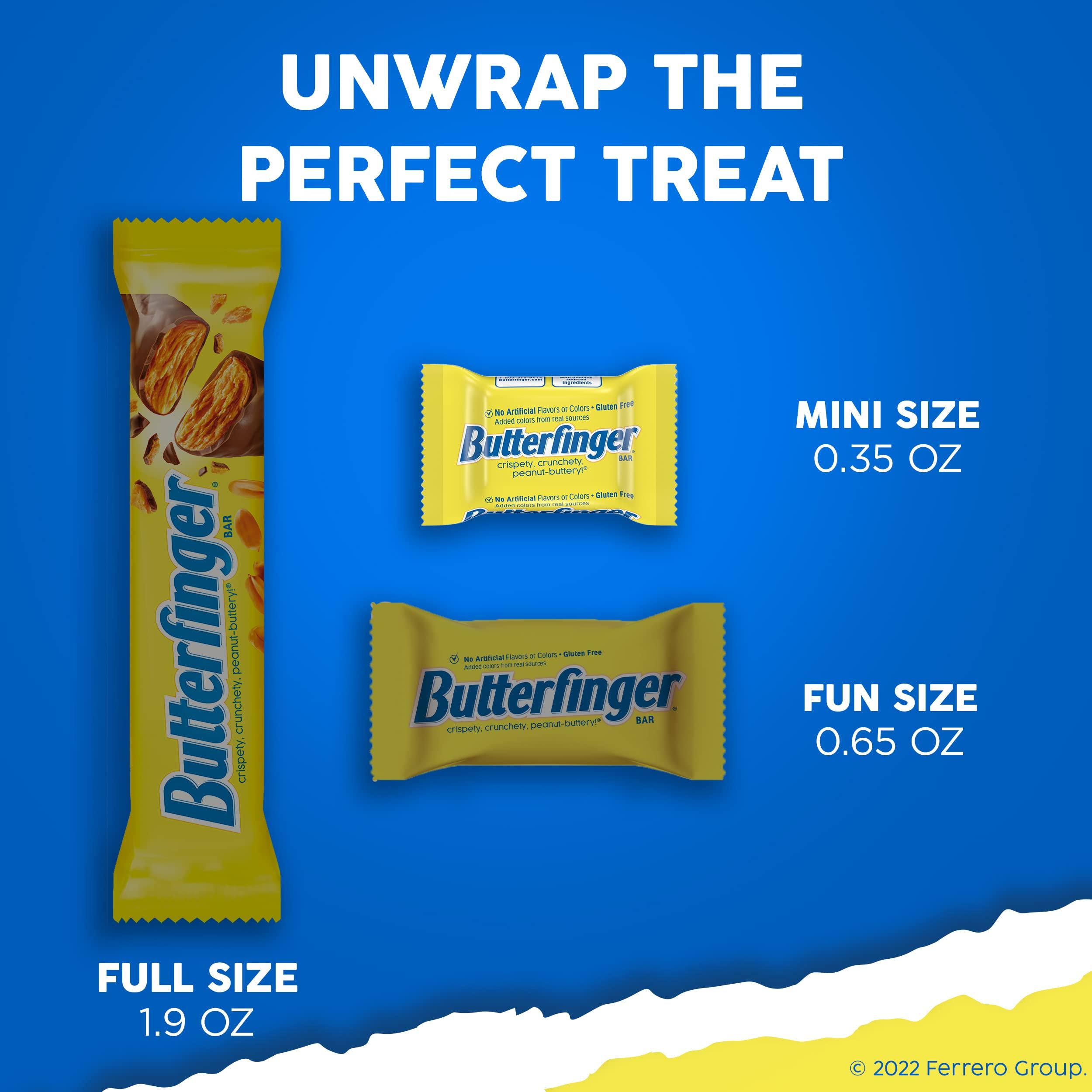 Butterfinger Butterfinger, 8 Pack, Chocolatey, Peanut-Buttery, Minis Candy Bars, Stocking Stuffers, Individually Wrapped, Resealable Share Size Bag, 9.8 oz