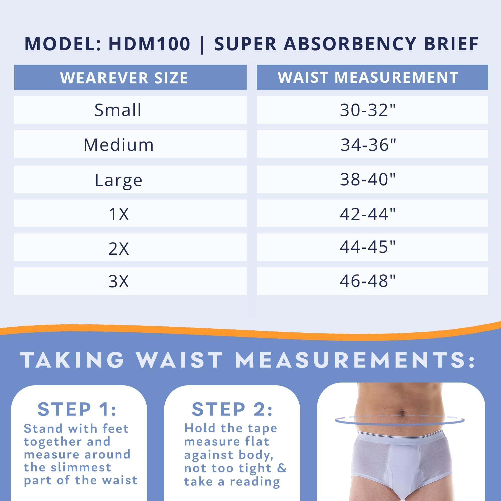 Wearever Wearever Mens Incontinence Briefs for Bladder Control with Super Absorbency - Reusable & Washable Leak Proof Underwear for Men (Pack of 3) (White) (M) (Waist 34-36)