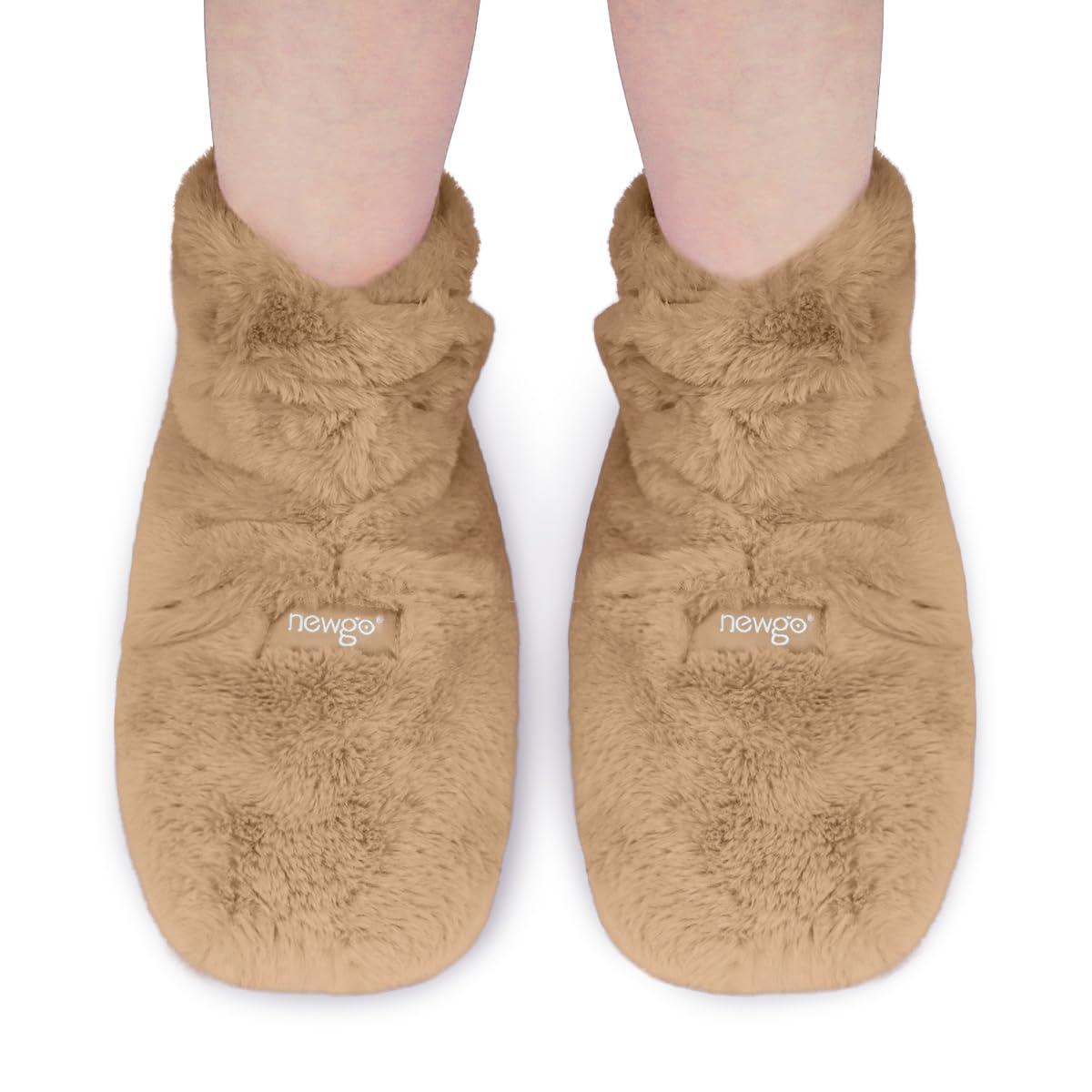 NEWGO NEWGO Microwaveable Booties Foot Warmers Aching Feet Relief, Heating Pad for Foot Heated Slippers for Cold Feet, Achilles Tendinitis, Plantar Fasciitis, Muscle Soreness, Ankle Pain Relief - Brown