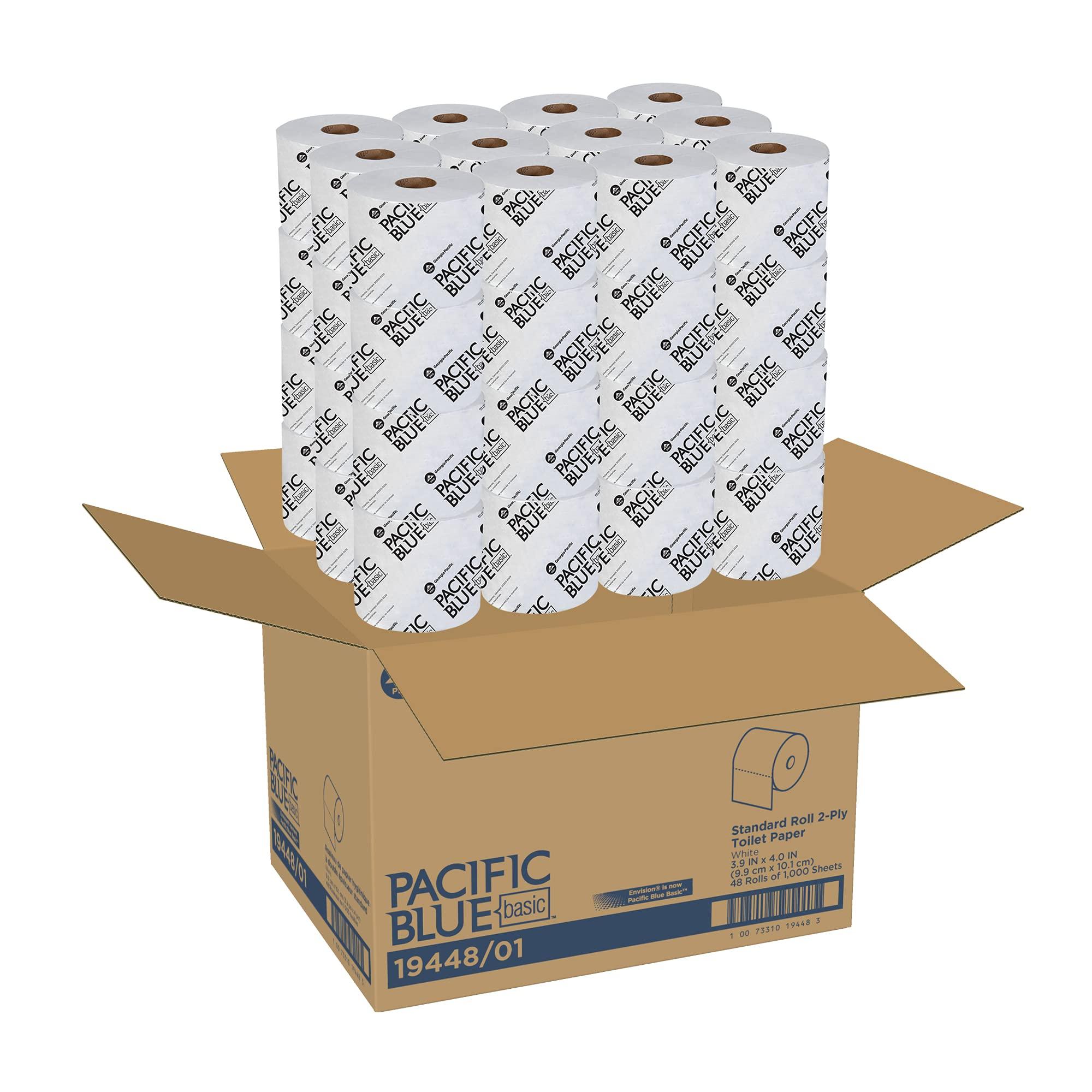 Georgia-Pacific Georgia-Pacific Pacific Blue Basic 2-Ply Toilet Paper (Previously Branded Envision),19448/01,1,000 Sheets Per Roll,48 Rolls Per Case