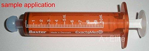 Baxa BAXA ExactaMed Oral Liquid Medication Syringe 10cc/10mL 4/PK Amber Medicine Dose Dispenser with Cap Exacta-Med Baxter Comar Latex Free