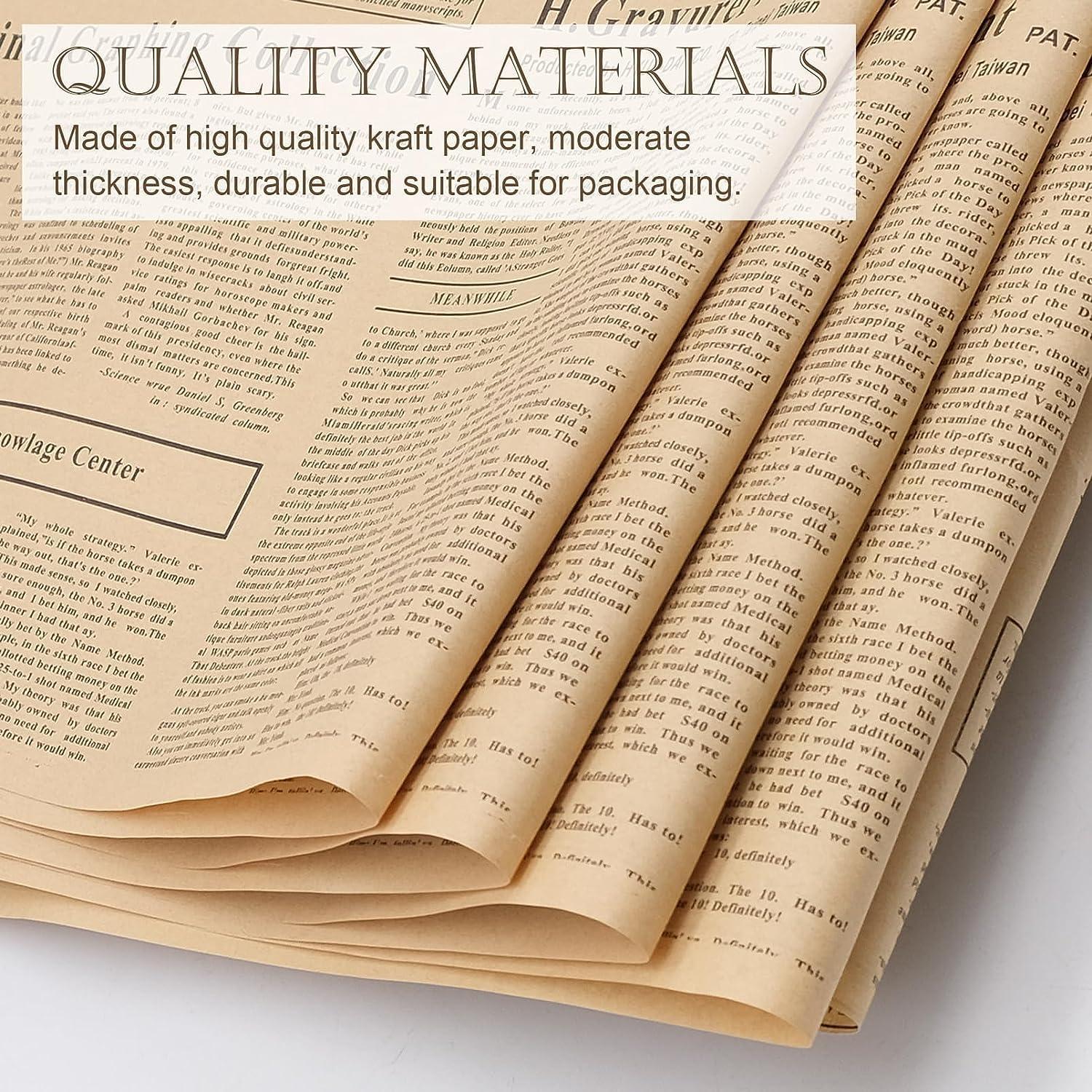 YIJUANGFA 45 Sheets Vintage English Newspaper Flowers Bouquet Wrapping Paper for Bridal Wedding Gift Flower Packaging,Photo Prop,Decoration Supplies Waterproof Thick 20x28 Inch Classic Newsprint Wrapping Paper