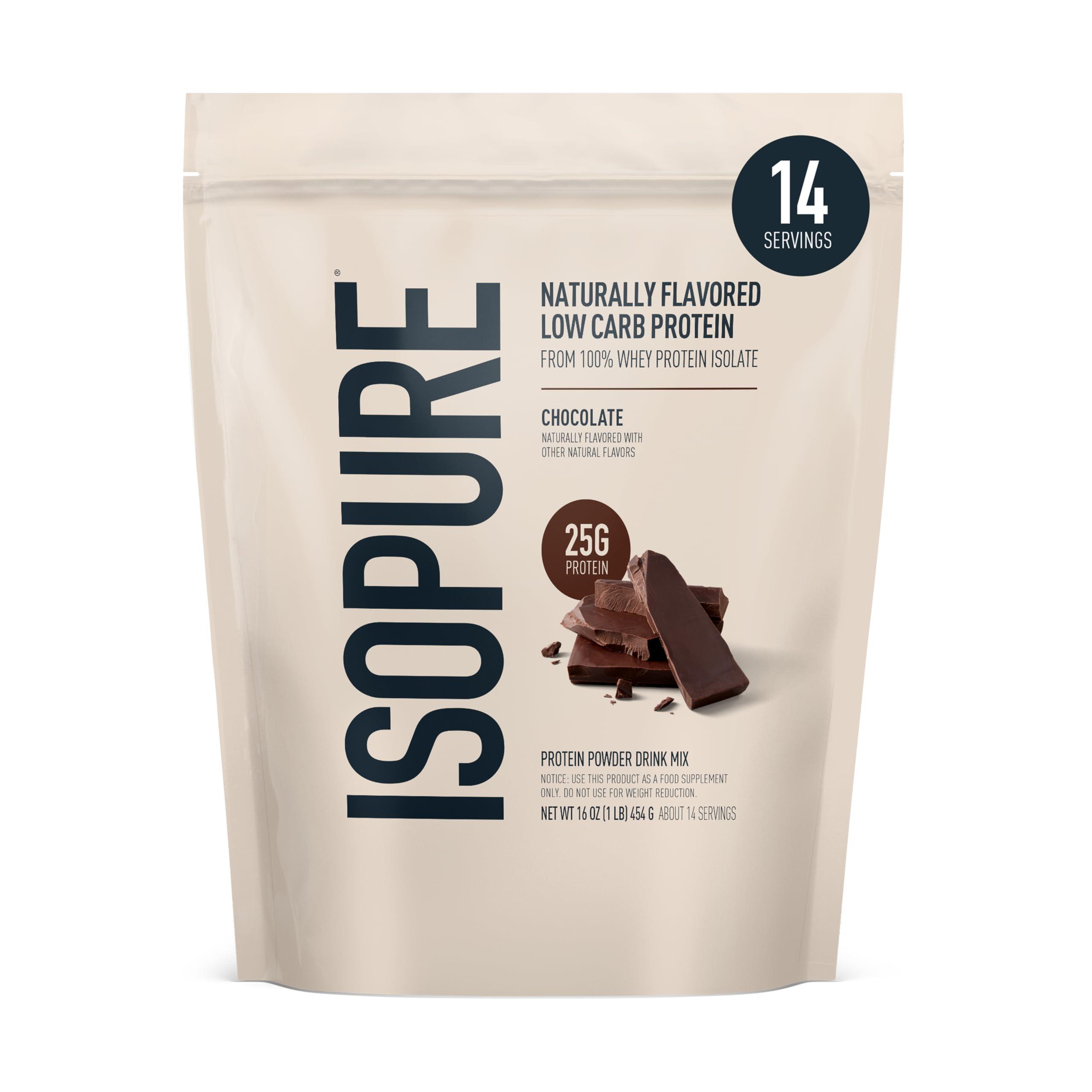 Isopure Isopure Low Carb 100% Pure Whey Isolate Protein Powder, Lactose Free, Gluten Free, With Vitamins, Dark Chocolate, 25g Protein Per Serving, 1 Lb, 14 Servings