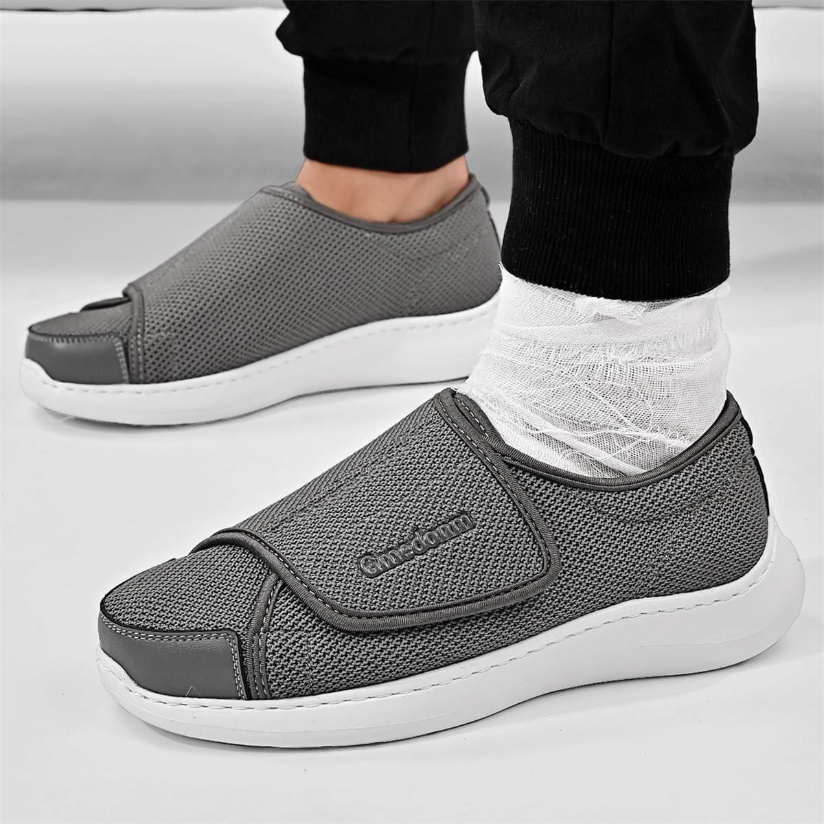 Gmedonm Gmedonm Men\'s Wide Width Shoes with Adjustable Lightweight for Diabetic Edema Plantar Fasciitis Bunions Arthritis Swollen Feet Elderly Seniors Velcro Straps Walking Shoes and Widening Elderly shoes
