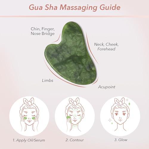 Zoë Ayla Zoe Ayla Gua Sha, Jade, 1 pc - Facial Massager - Firming Gua Sha Facial Tools - Brightens Complexion, Reduces Fine Lines and Wrinkles - Enhances Serum, Moisturizer and Facial Oil Absorption
