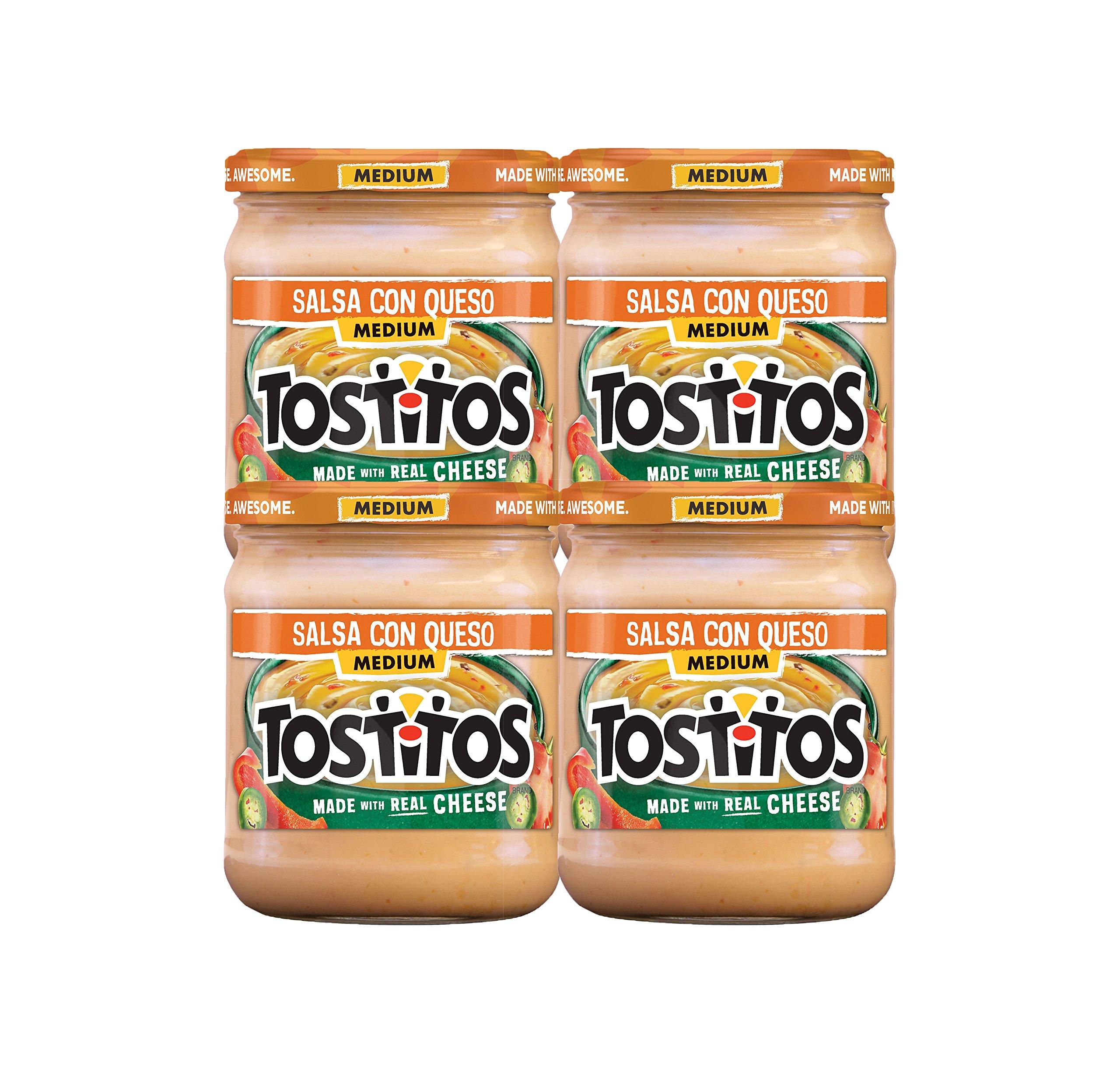 Tostitos Tostitos Medium Salsa Con Queso, 4 Count, 15.5 oz Jars