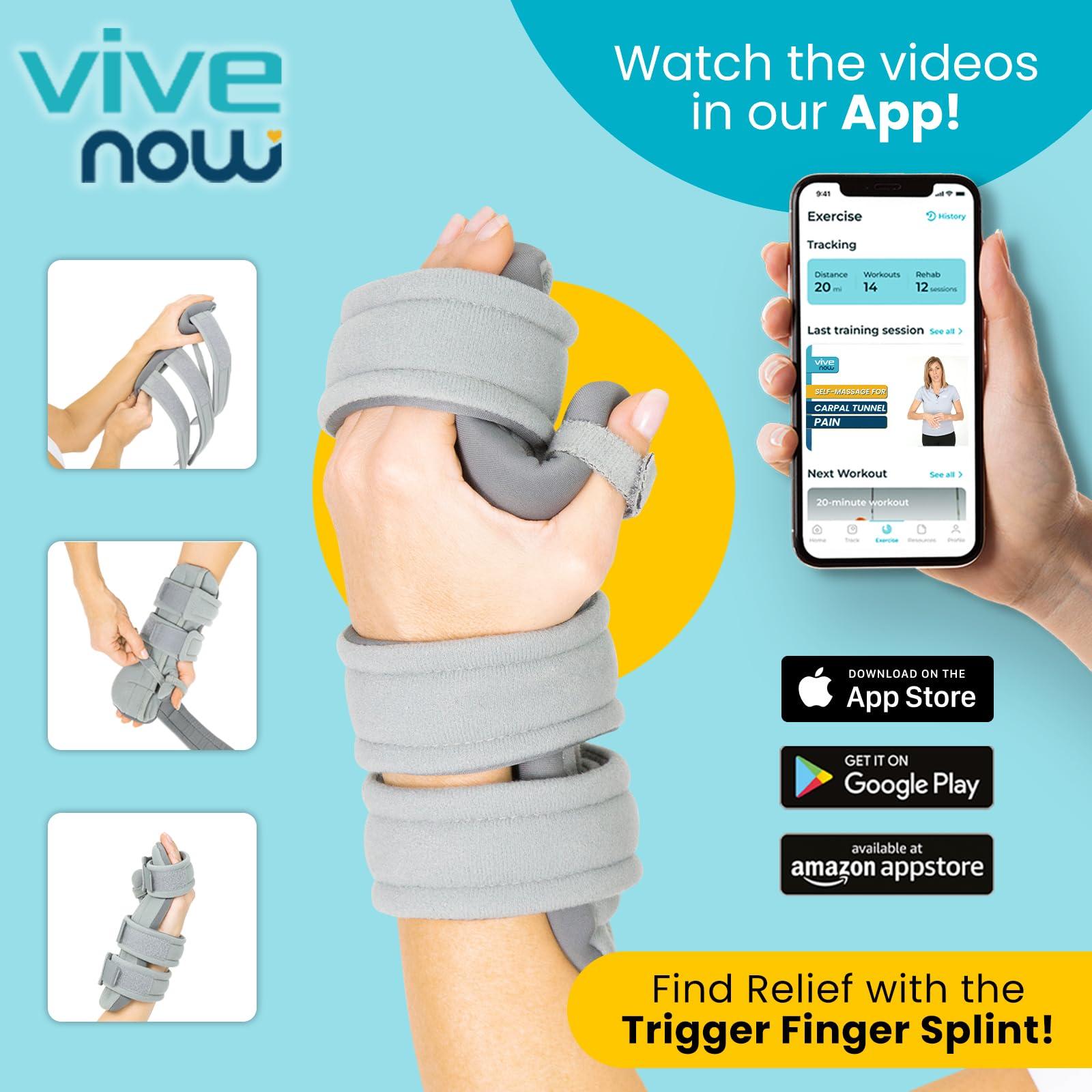 Vive Vive Resting Hand Splint (Left) (w/ Rehab Video App) - Night Immobilizer Wrist Finger Brace - Thumb Stabilizer Wrap - For Arthritis, Tendonitis, Carpal Tunnel Pain - Functional Support For Sprains Fractures (Large)
