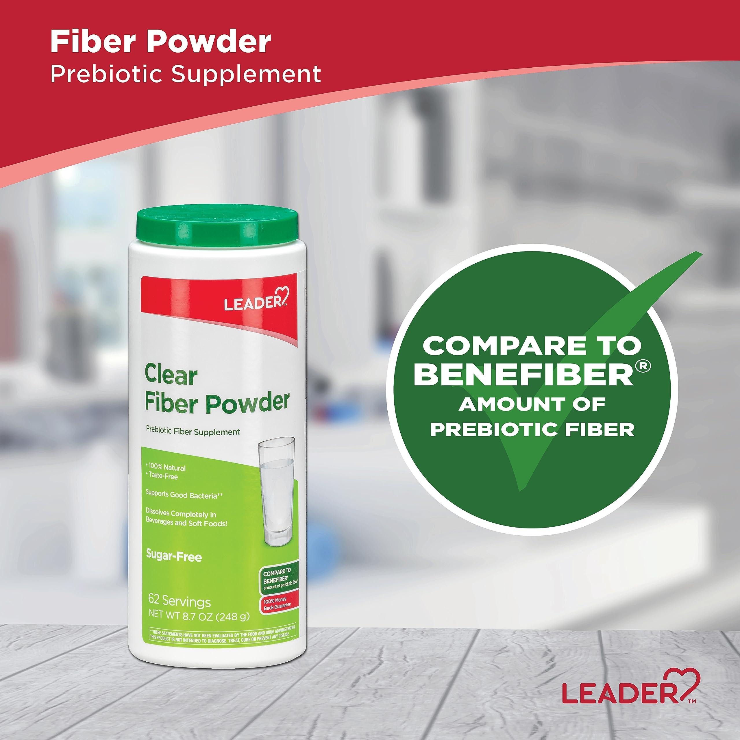 Leader Leader Prebiotic Fiber Supplement Powder for Digestive Health, 100% Natural Daily Fiber Powder, Sugar-Free, Taste-Free, Gluten Free, Non-GMO, Unflavored, 62 Servings (8.7 OZ) (Pack of 1)