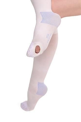 Aurafix AURAFIX - Anti Embolism Compression Stockings for Women Men Knee High Socks Medical Post Surgery Compression Garment -Ted Hose - 15-20 mmHg compression Support with Antiembolic Toe Hole (Small)