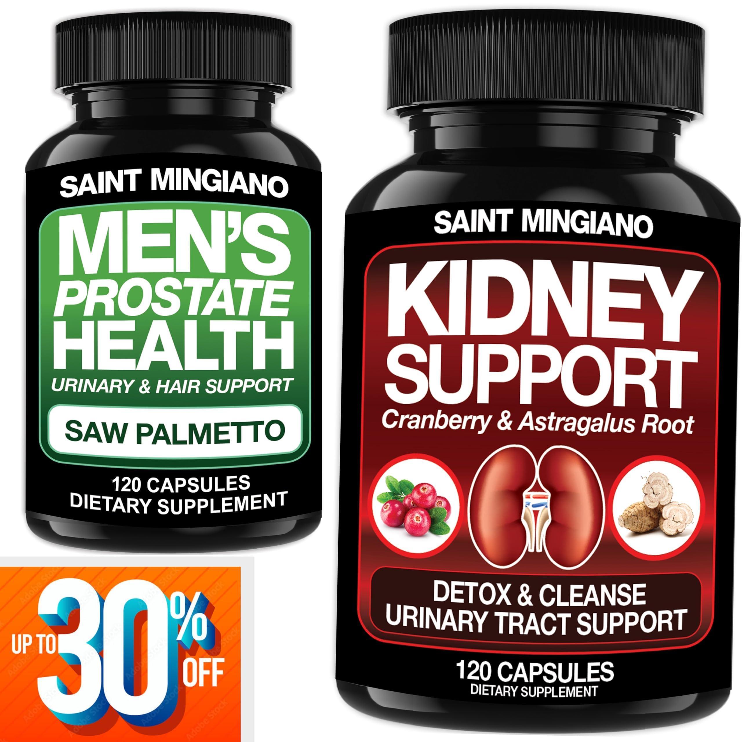 Saint Mingiano Saint Mingiano Kidney Support Cleanse Detox & Repair 120 Casuals - Together with - Men\'s Prostate Health Advanced Prostate Supplements - 120 Capsules