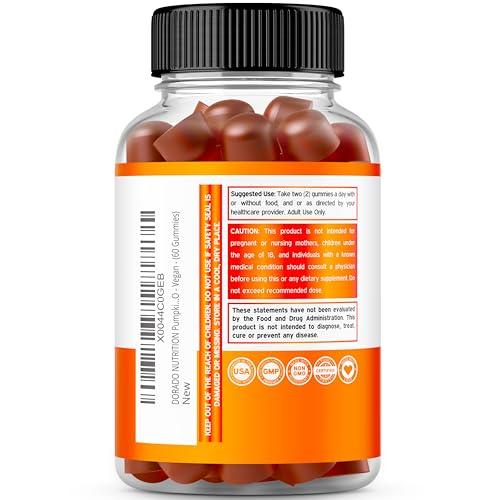 DORADO NUTRITION Pumpkin Seed Oil Gummies - 4,000mg Pumpkin Seed Oil For Hair Growth and Bladder Control - Sugar Free Gummy - Delicious Orange Flavor - Non GMO - Gluten Free - Vegan Supplement - (60 Count)