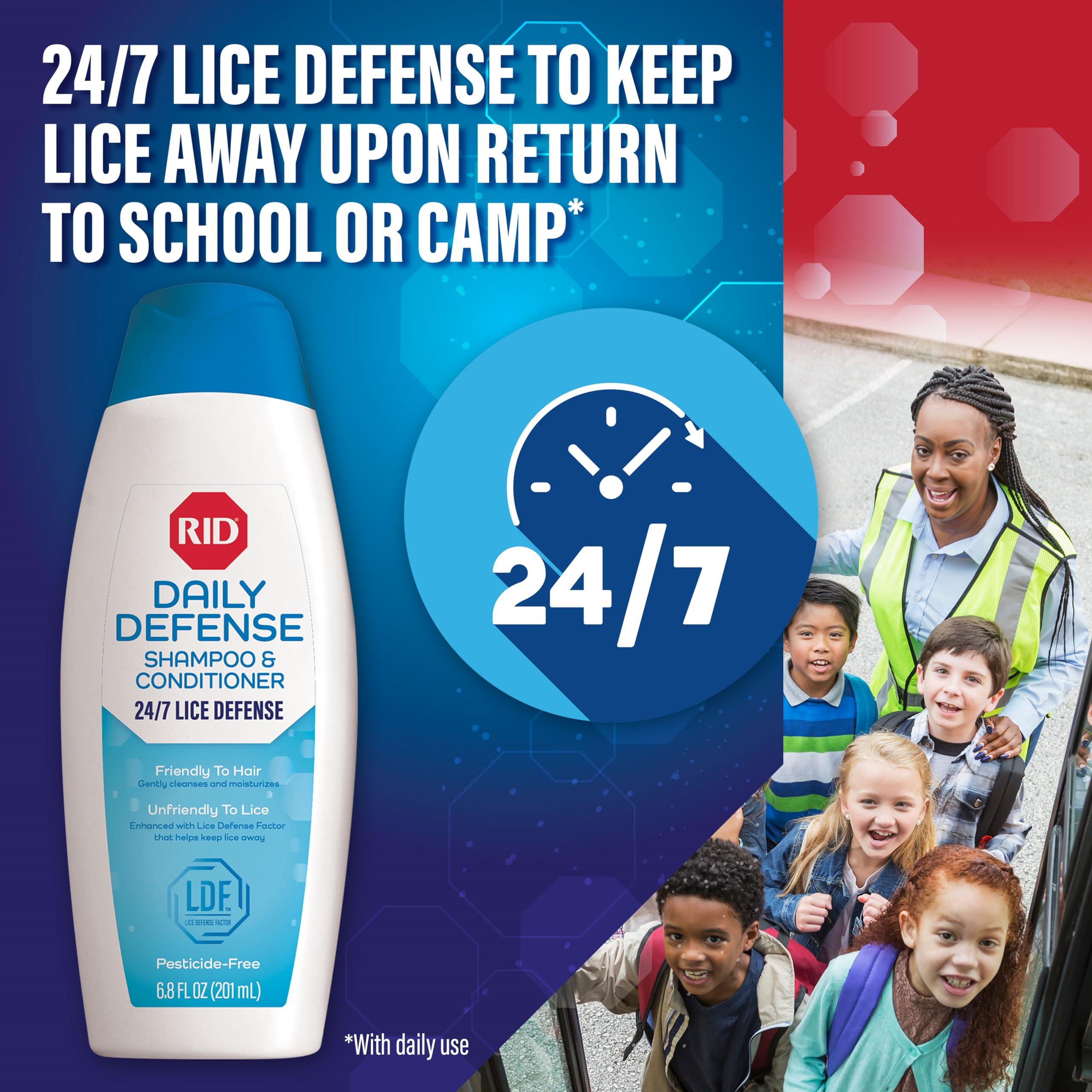 RID RID Super Max Lice Treatment Kit, Kills Lice & Super Lice & Eggs + 24/7 Lice Defense, Pesticide Free, 3.4 FL OZ Solution + 6.8 FL OZ Daily Defense Shampoo & Conditioner + Nit Removal Comb