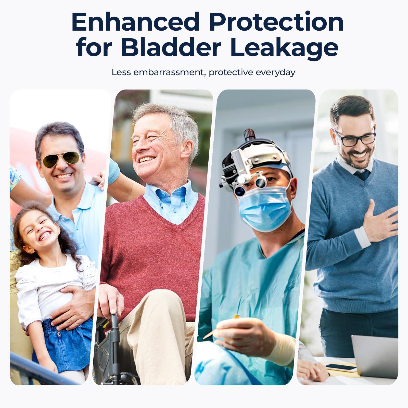 CARER Healthcare Incontinence Pregnancy CARER Washable Incontinence Underwear for Men, Front Absorbent Urine 80ml, 2 Pack, Large, Blue/Gray, Reusable, Waterproof