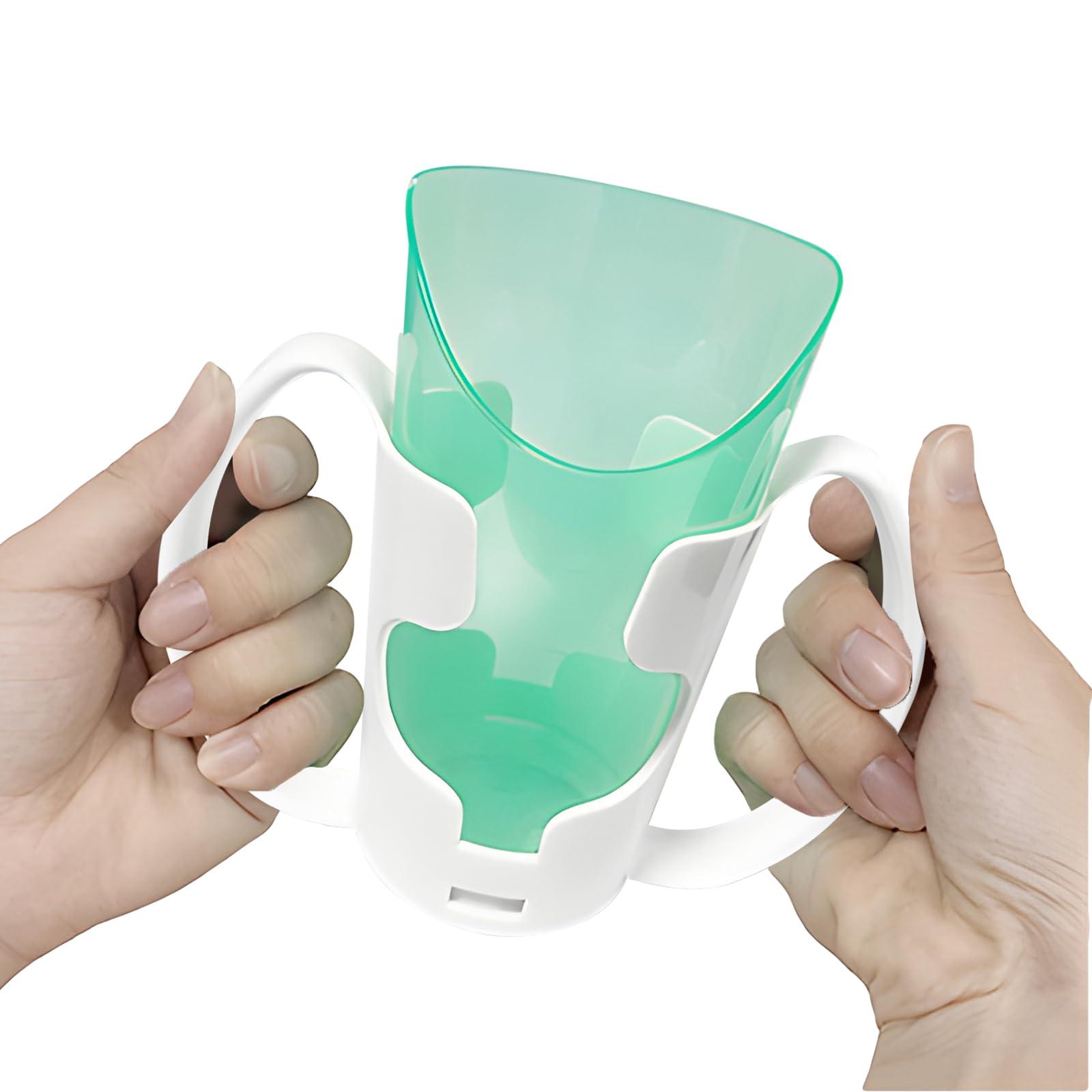 Clobeau Adult Nosey Cups Sippy Cups for Elderly 250ml Sippy Cup with 2 Handles No Spill Cups for Adults Dysphagia Cups for Disabled Patients Drinking Cup Handicap Cups Cut Out Nosey Cups Hospital Drink Cup