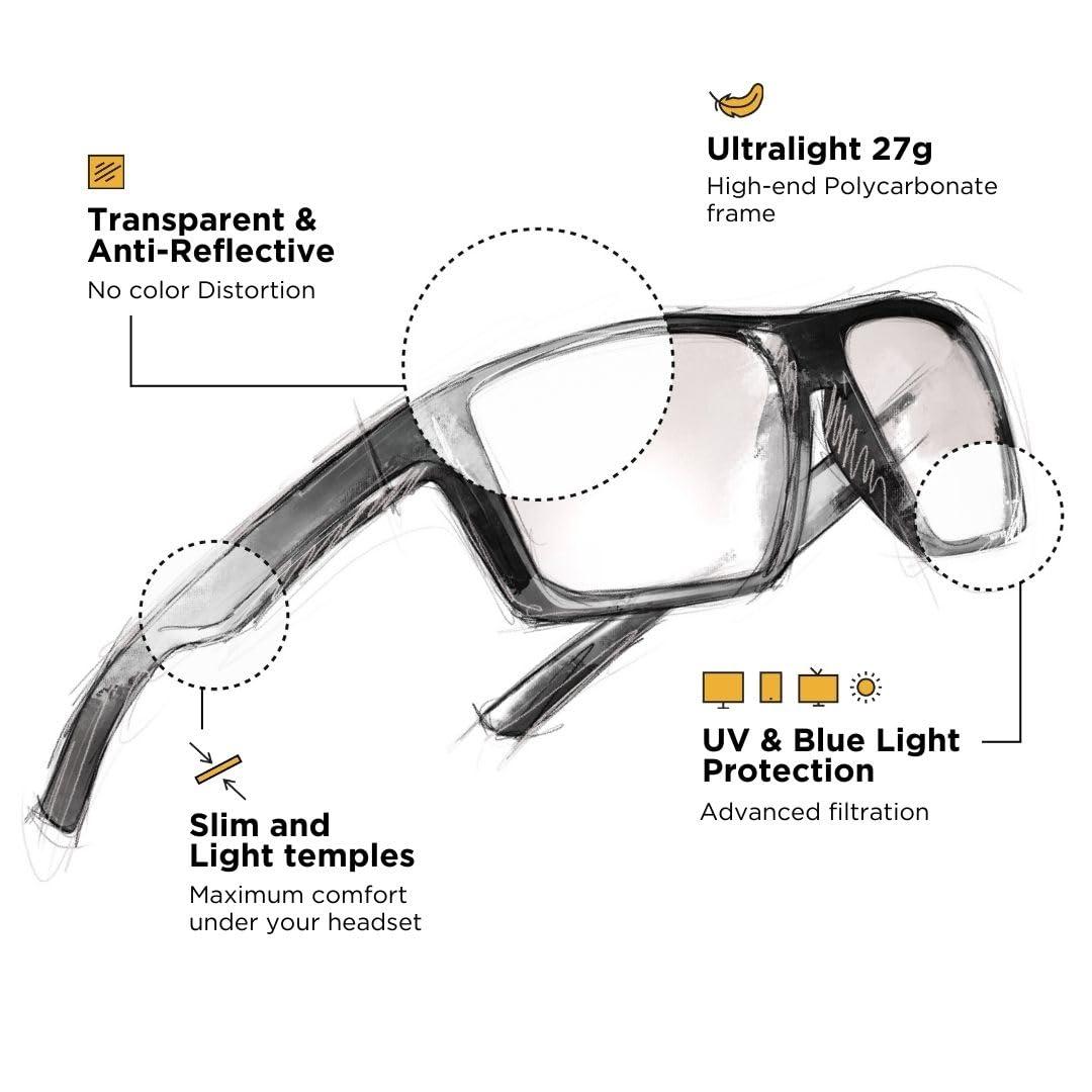 Horus X Horus X - Gaming Glasses | Blue Light Blocking Computer Screen Glasses | Anti Fatigue & Eyestrain for Men and Women | Clear