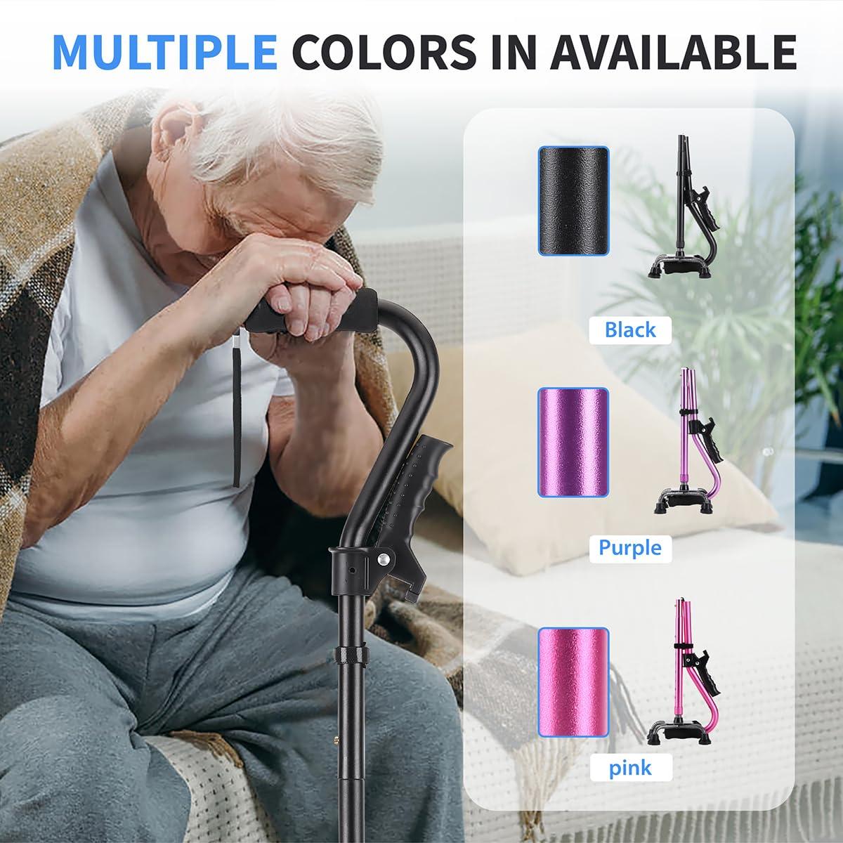 LIXIANG LIXIANG Quad Walking Cane Collapsible Canes for Women Men Independent Standing Function Knee Injury, Mobility and Leg Surgery Recovery for The Elderly and Adults