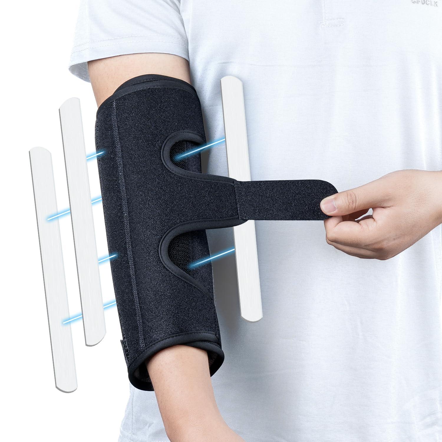 Sylong Elbow Brace Splint for Cubital Tunnel Syndrome, Ulnar Nerve Entrapment, Night Sleep Elbow Support with 3 Plates, Elbow Stabilizer for Tendonitis, Tennis Elbow, Elbow Pain Relief, Fit Men & Women-S/M