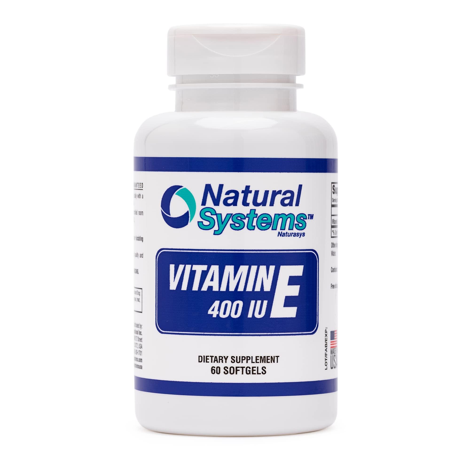 Natural Systems Naturasys Vitamin E 60 Softgels 400 IU by Natural Systems - Vitamin E Supplements Immune System Support * - Vitamin E Softgels Skin Care - Natural Vitamin E Non-Sugar, Non-Artificial Flavors or Preservatives