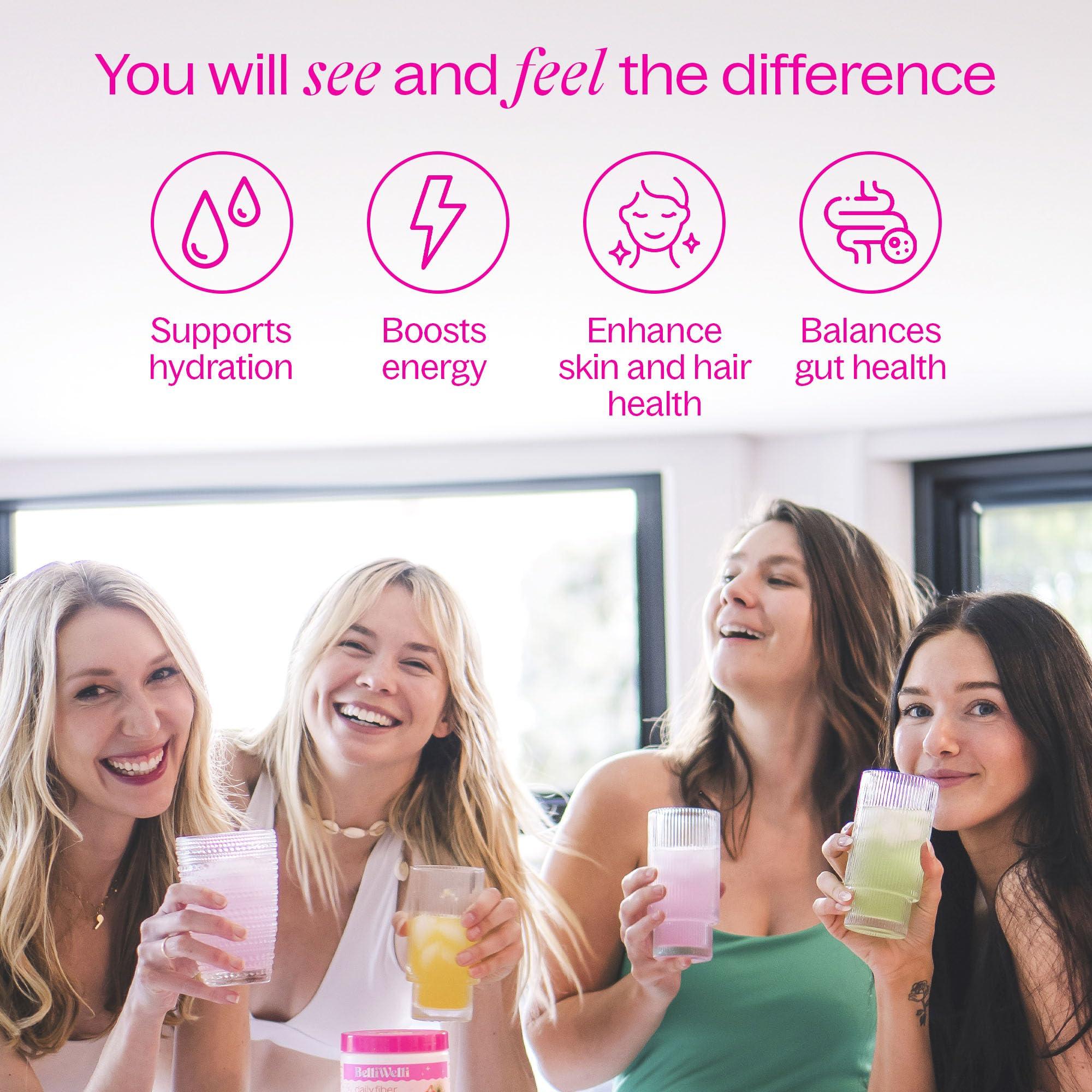 Belli Welli Belli Welli Daily Fiber Supplement with Added Collagen, Probiotics and Electrolytes | Supports Digestive Health and Regularity | Cucumber Lime Cooler | 16 Servings