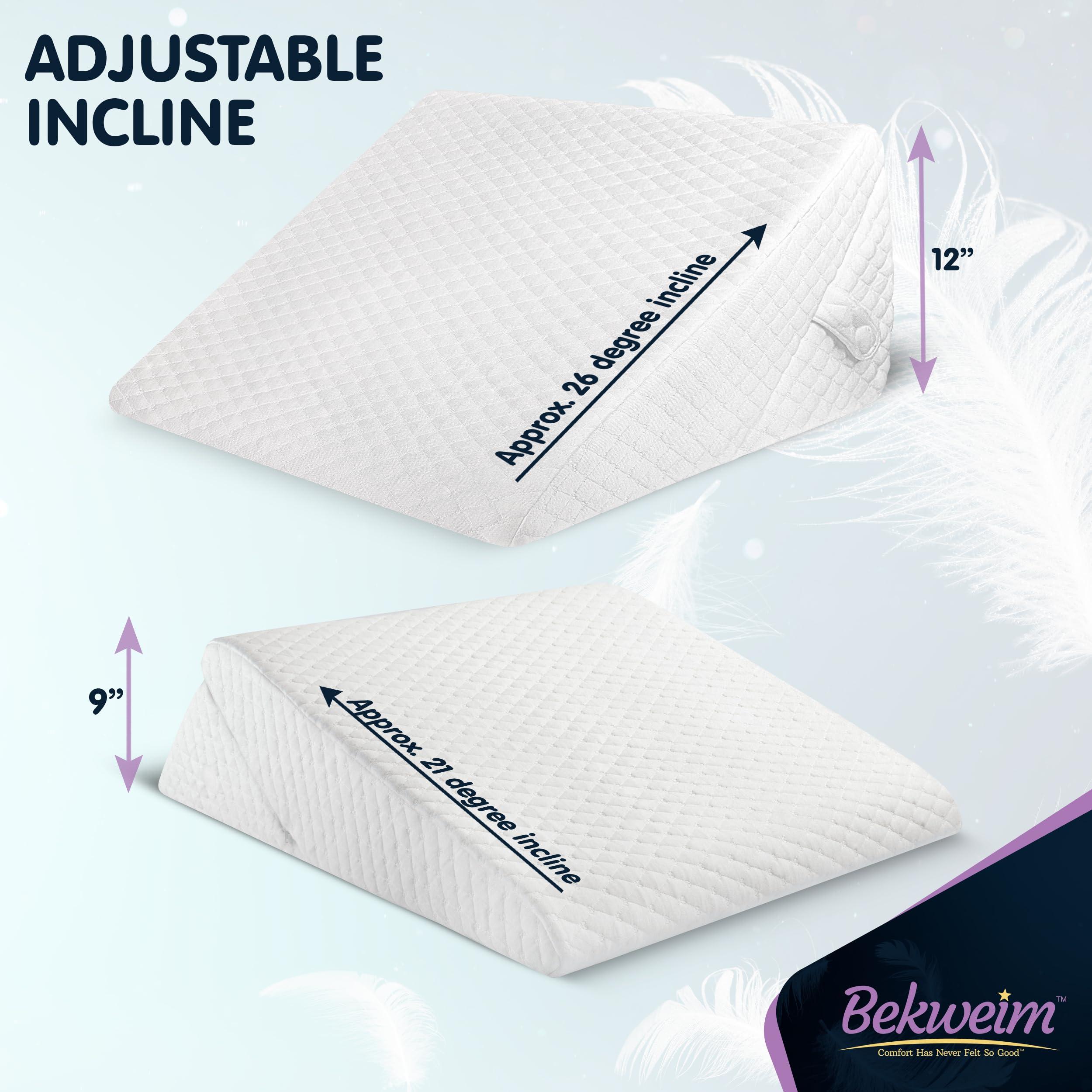 Bekweim Adjustable Bed Wedge Pillow for Sleeping - Wedge Pillow for Sleep Apnea, Gerd, Acid Reflux Relief, Post Surgery - Foam Wedge Pillow for Back Pain Relief, Sleep Apnea Pillow Wedge or for Seniors